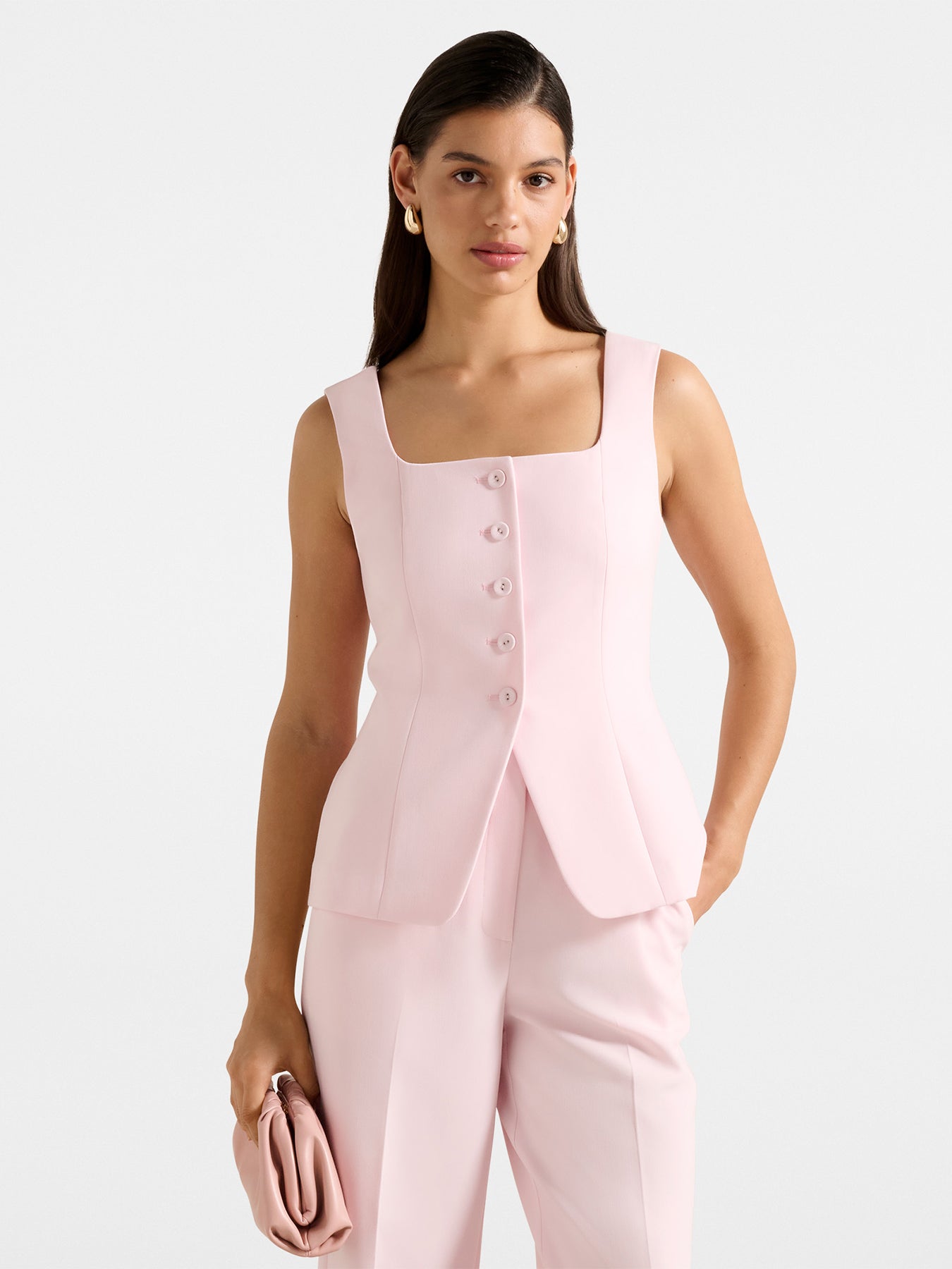 Haisley Square Neck Waistcoat Pink