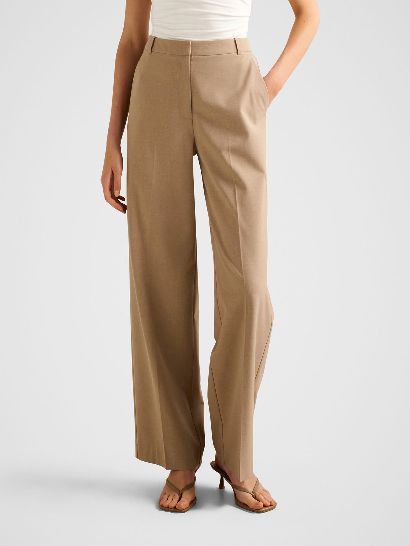 Sophia Wide Leg Trousers Beige