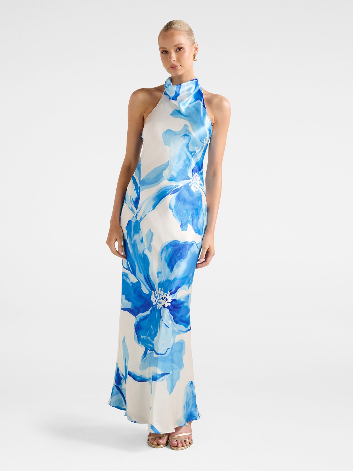 Clementine Satin Maxi Dress Blue