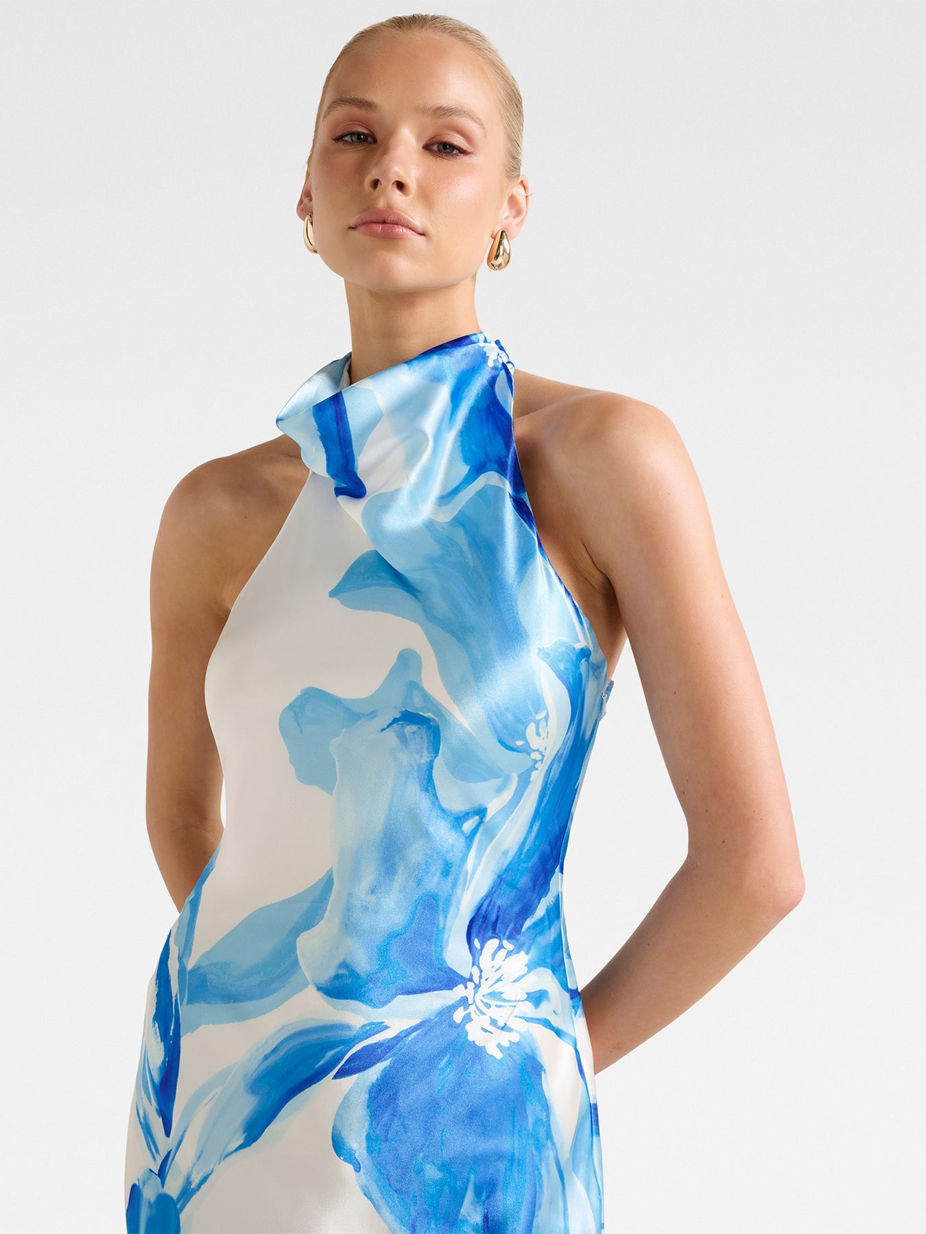Clementine Satin Maxi Dress Blue