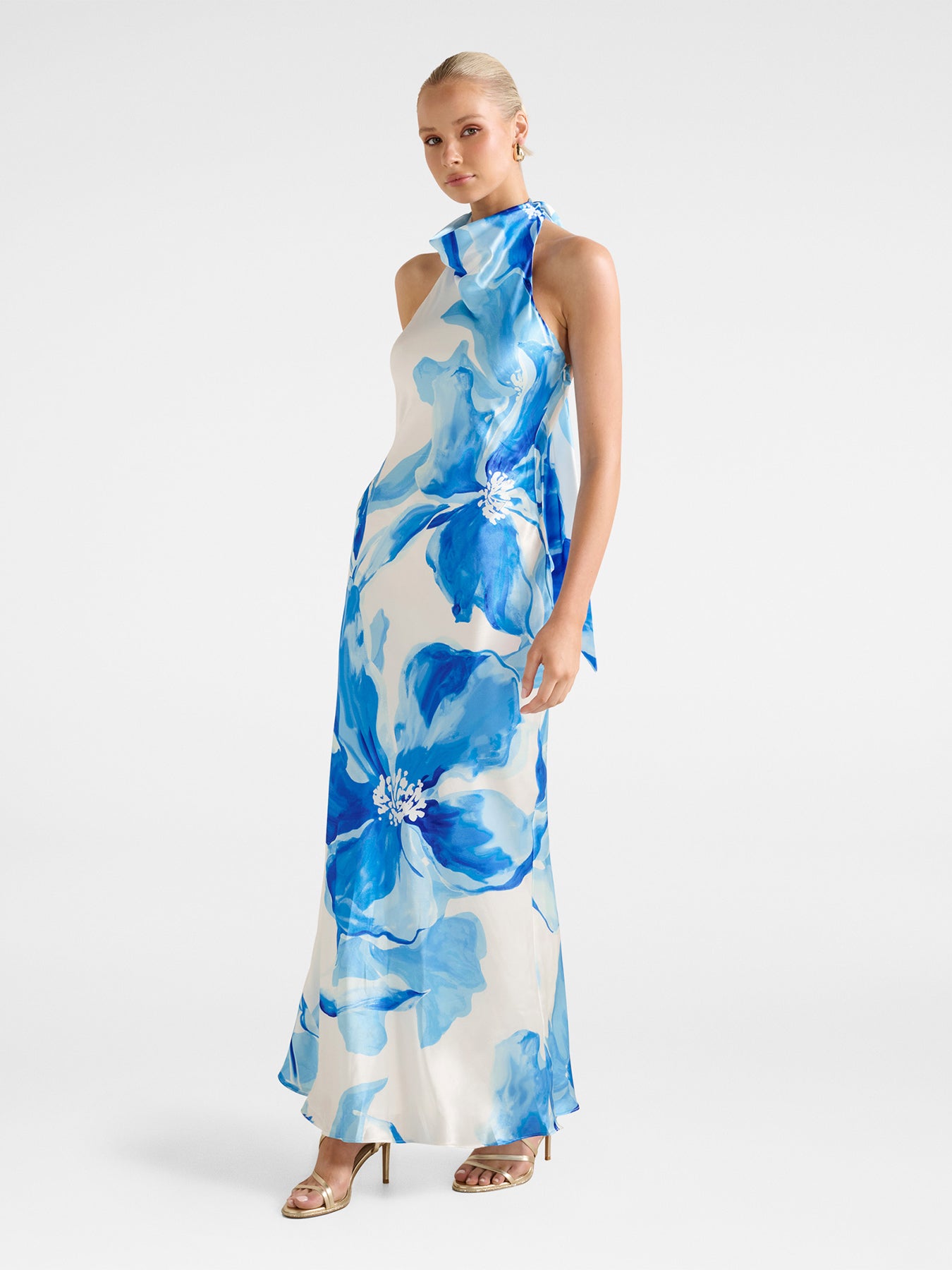 Clementine Satin Maxi Dress Blue