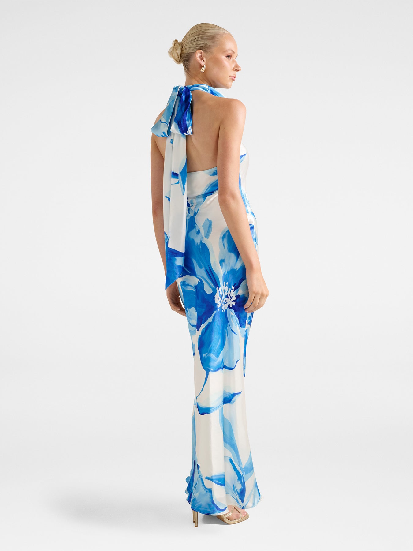 Clementine Satin Maxi Dress Blue
