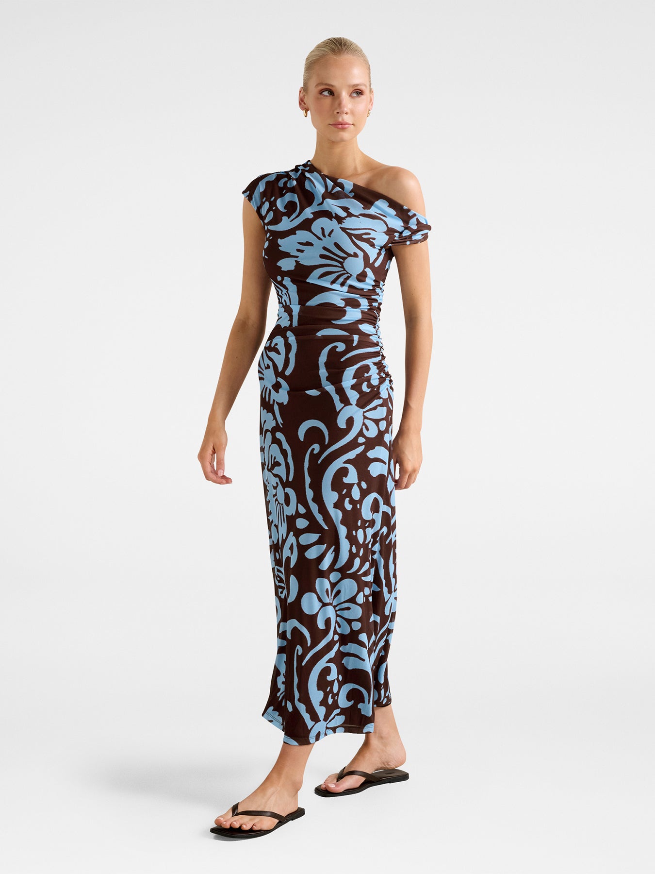 Paris Draped Mesh Midi Dress Multi