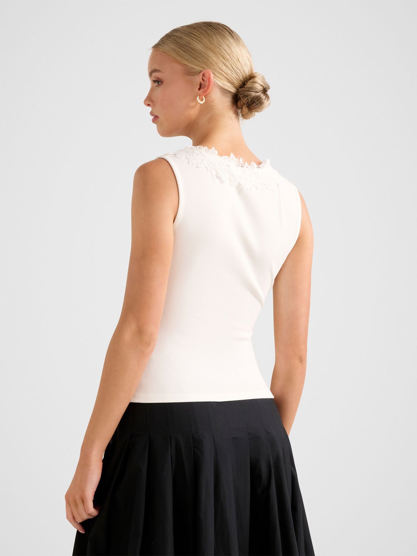 Sylvie Lace Trim Tank Top White