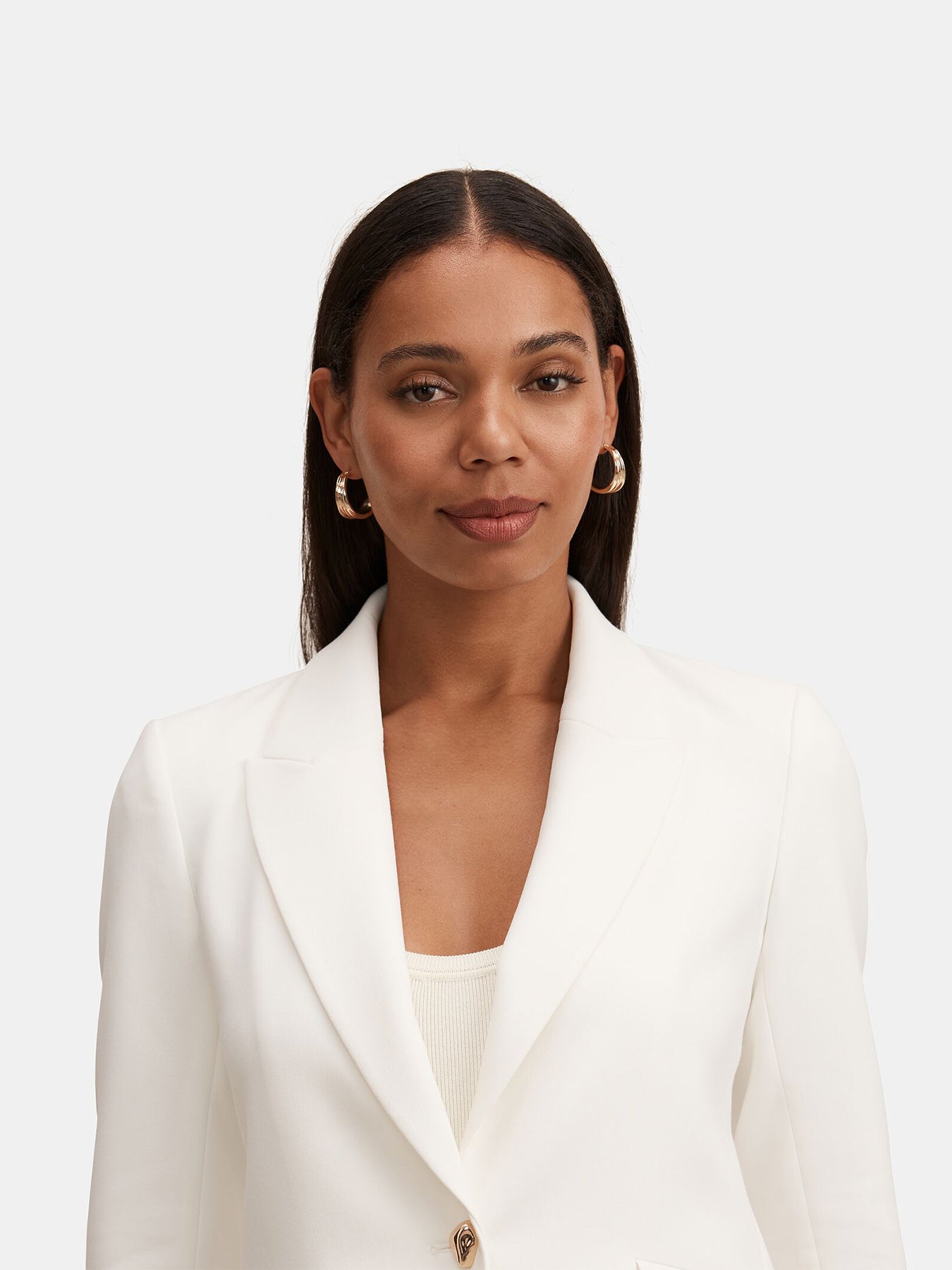 Trixie Gold Button Blazer White