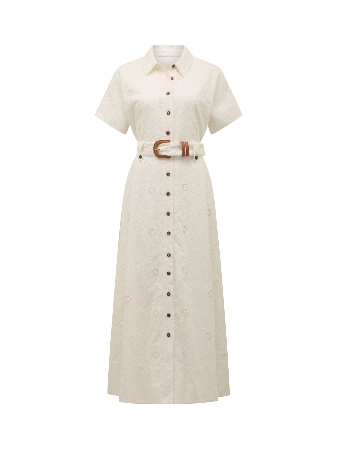 Valeria Broderie Midi Dress White
