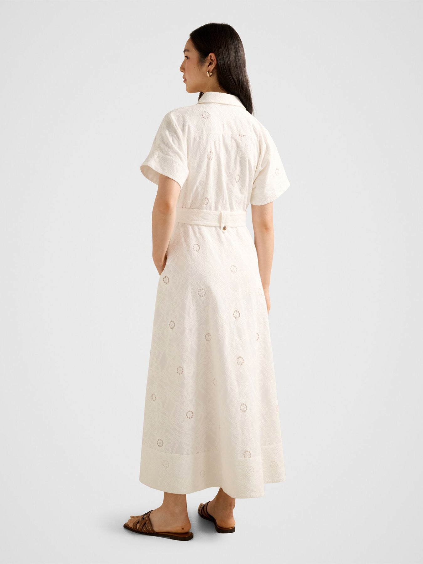 Valeria Broderie Midi Dress White