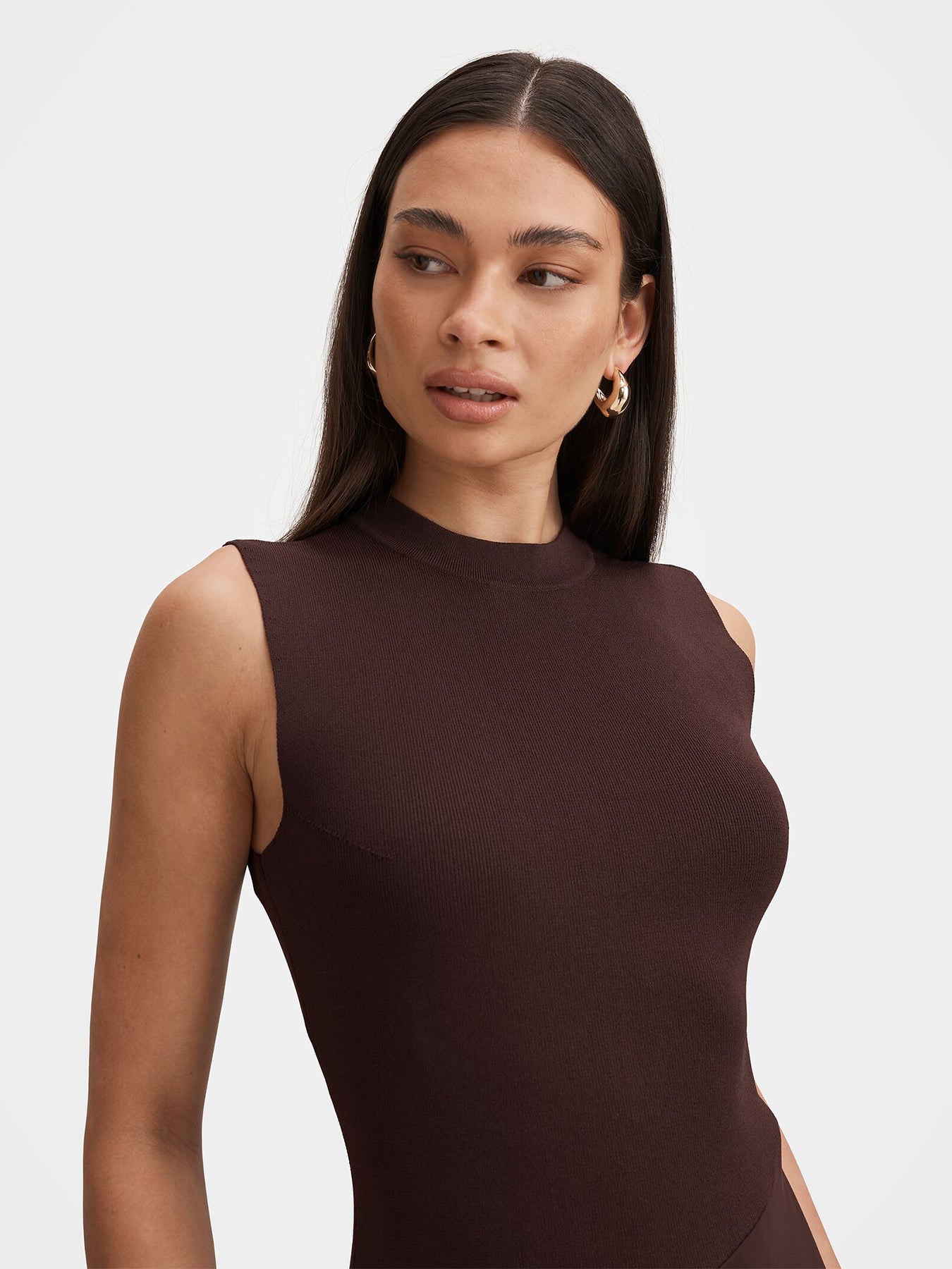 Jayden Satin Midi Dress Brown