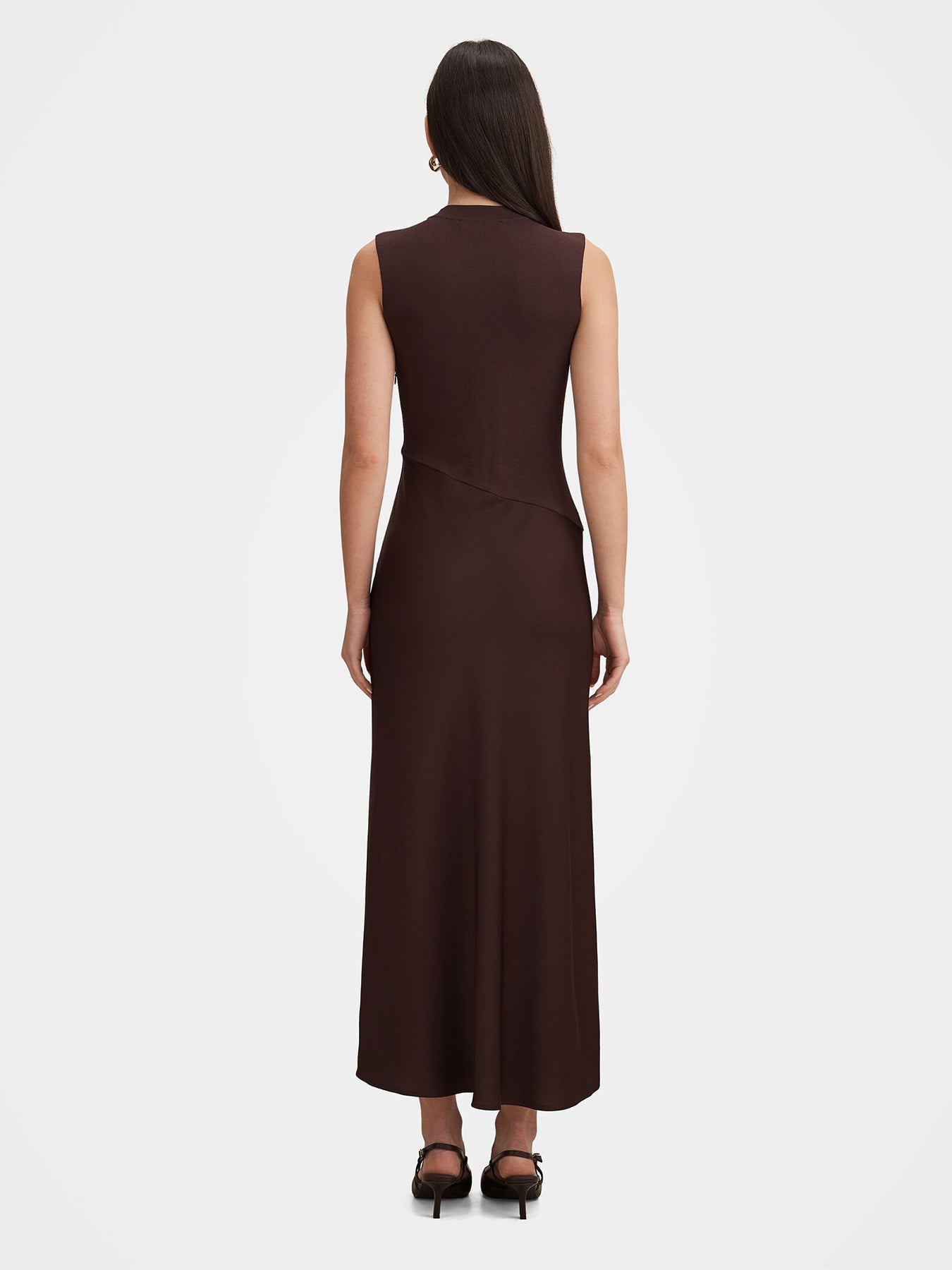 Jayden Satin Midi Dress Brown