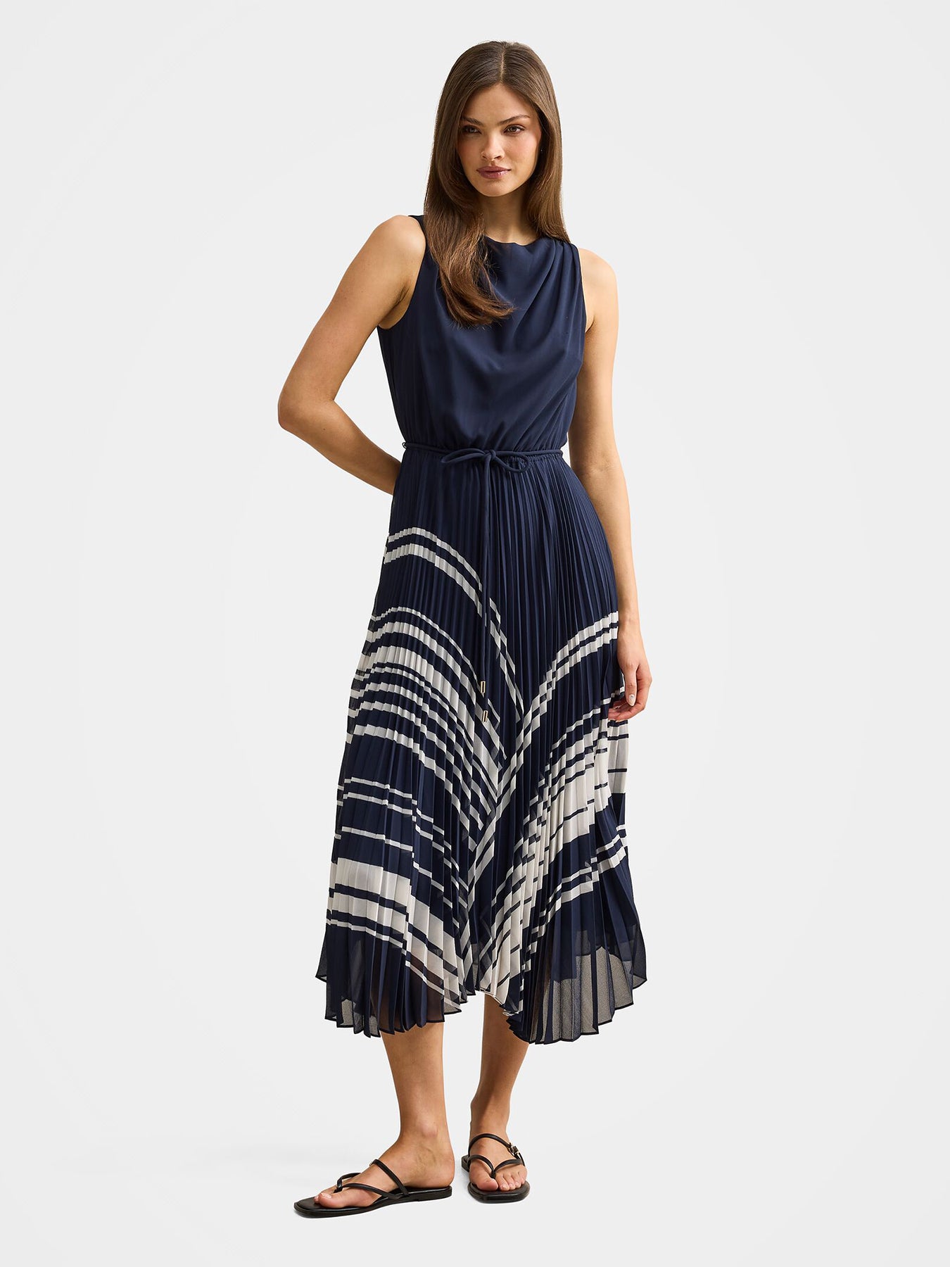 Addie Pleated Midi Dress Blue