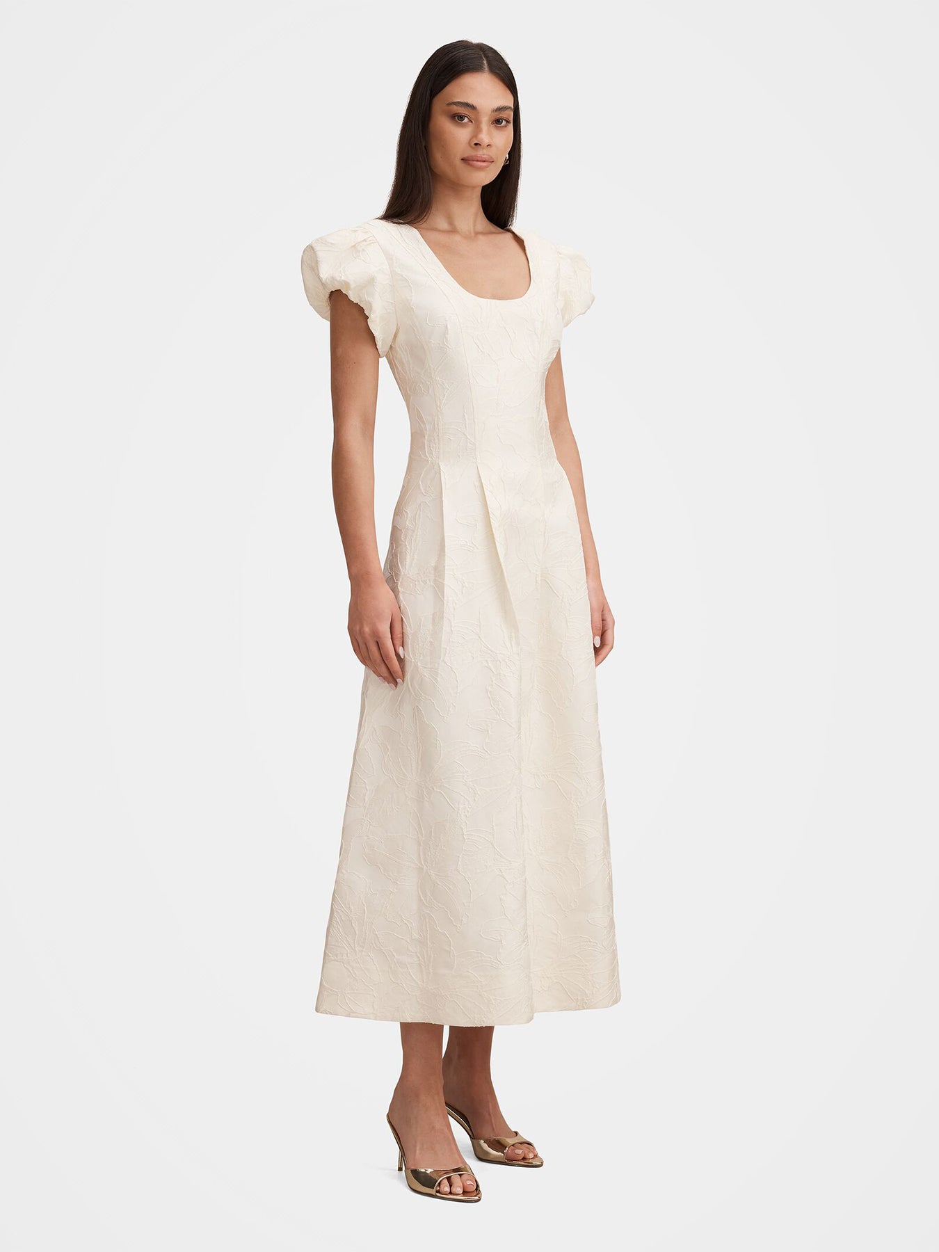 Lily Jacquard Midi Dress White