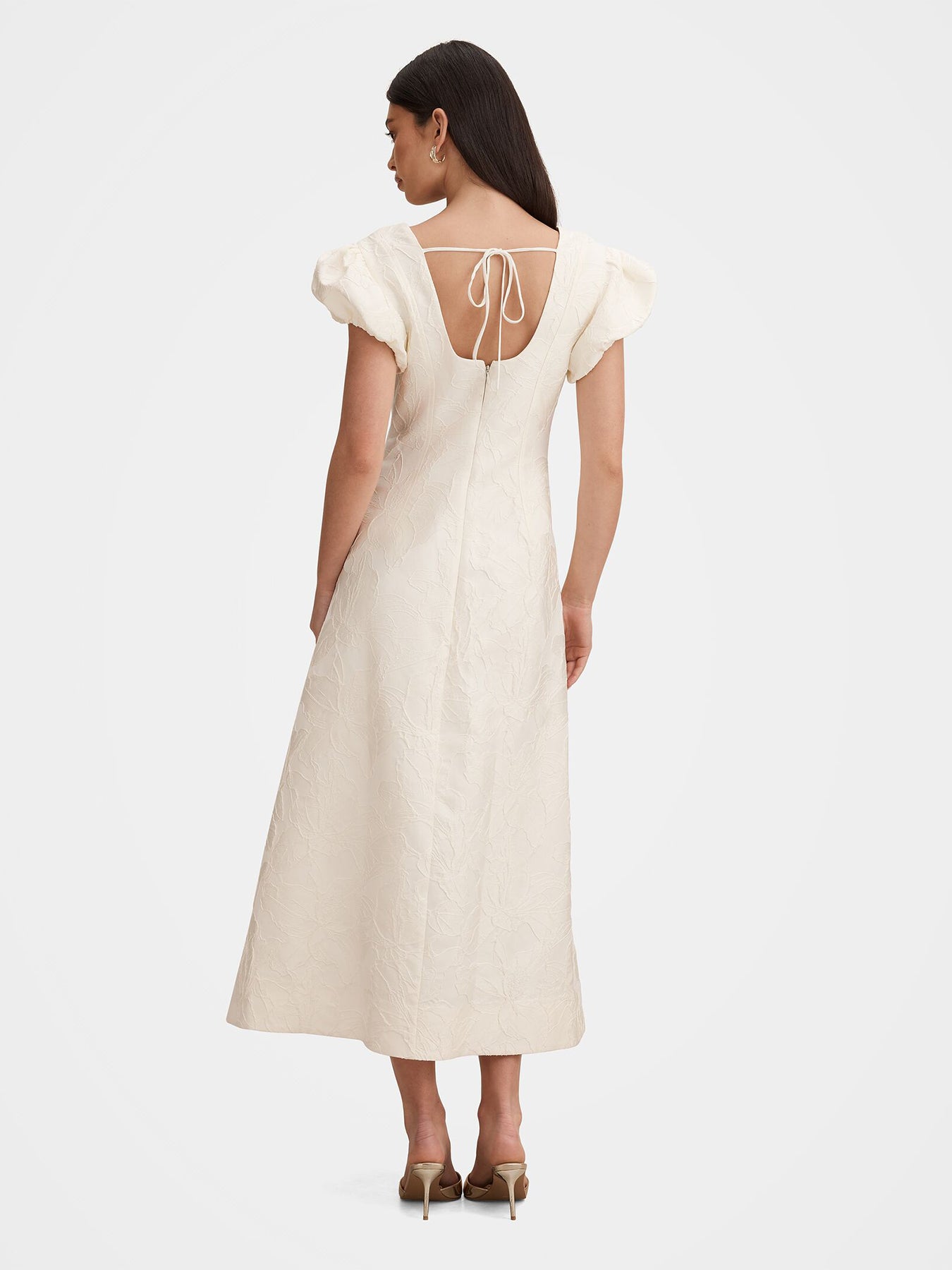 Lily Jacquard Midi Dress White