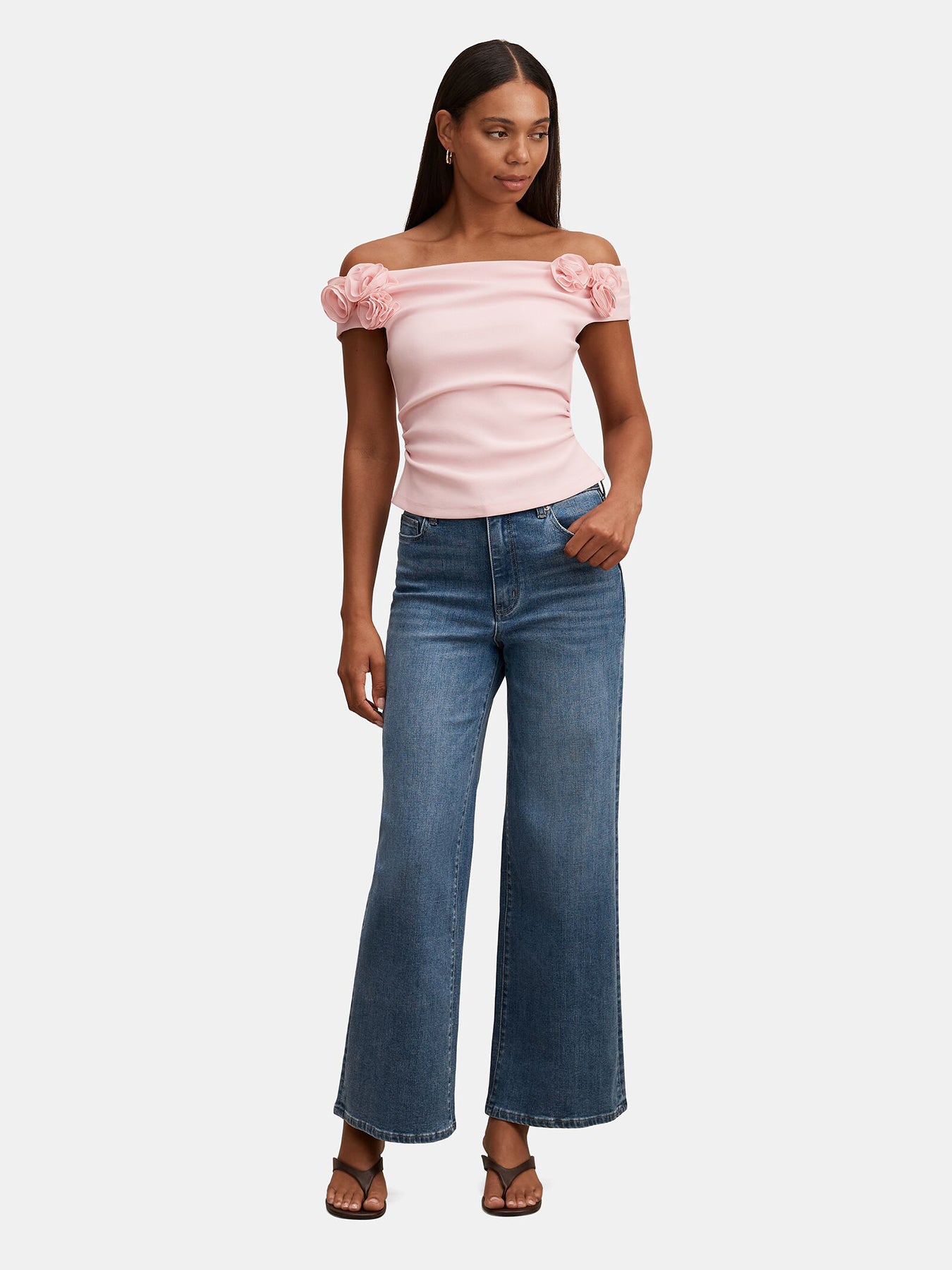 Cara Rosette Bardot Top Pink