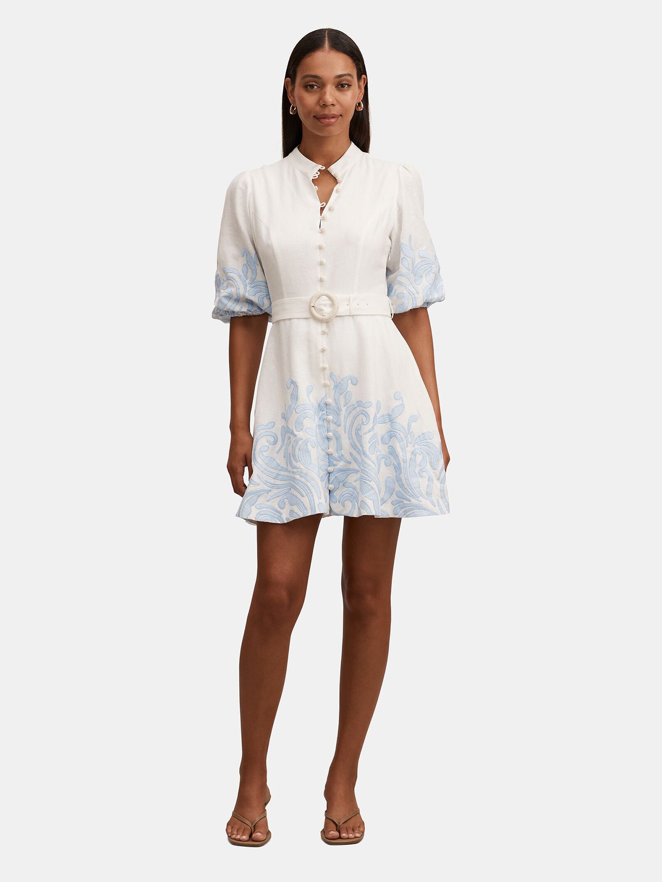 Eva Embroidered Mini Dress White