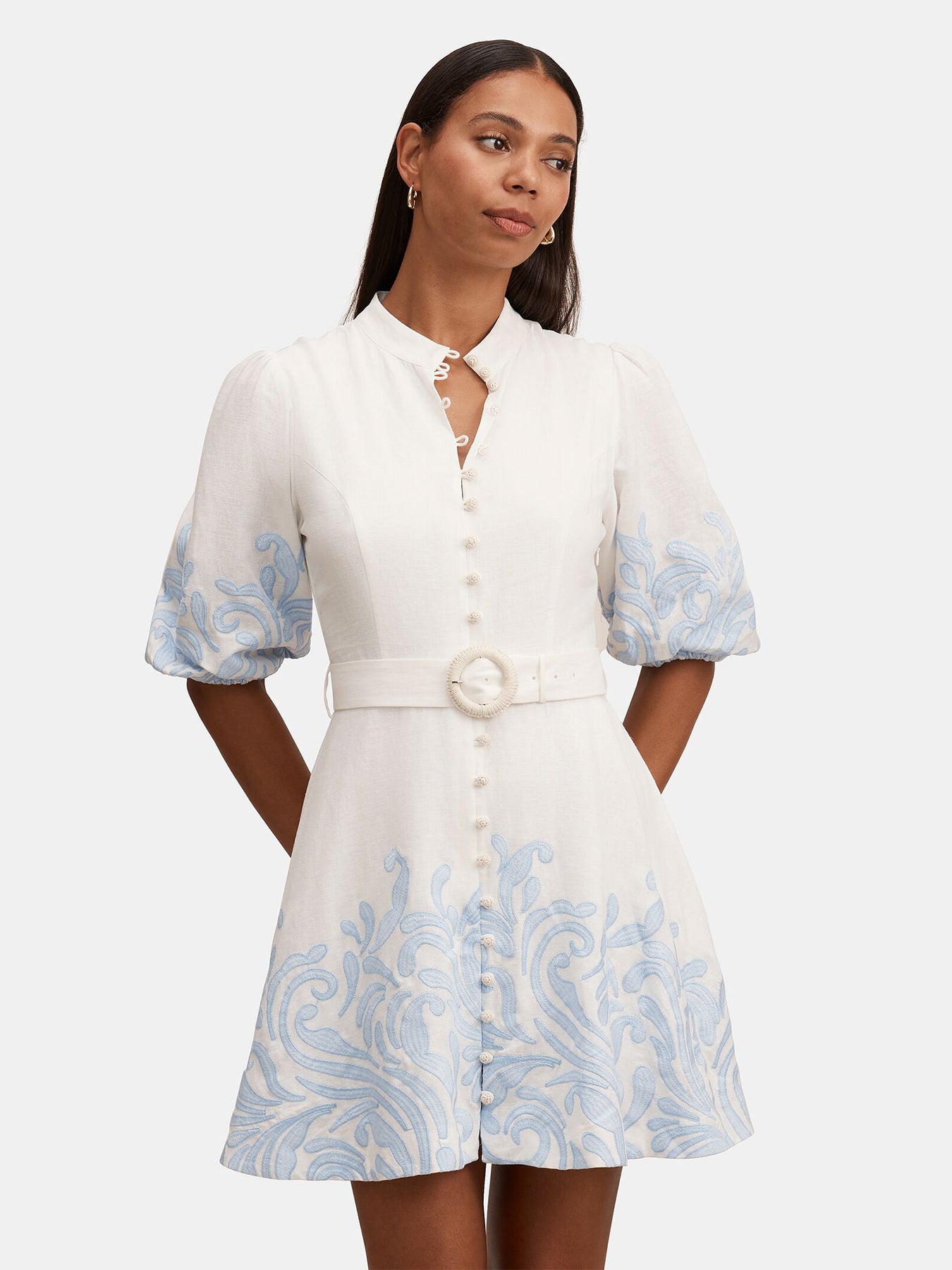 Eva Embroidered Mini Dress White