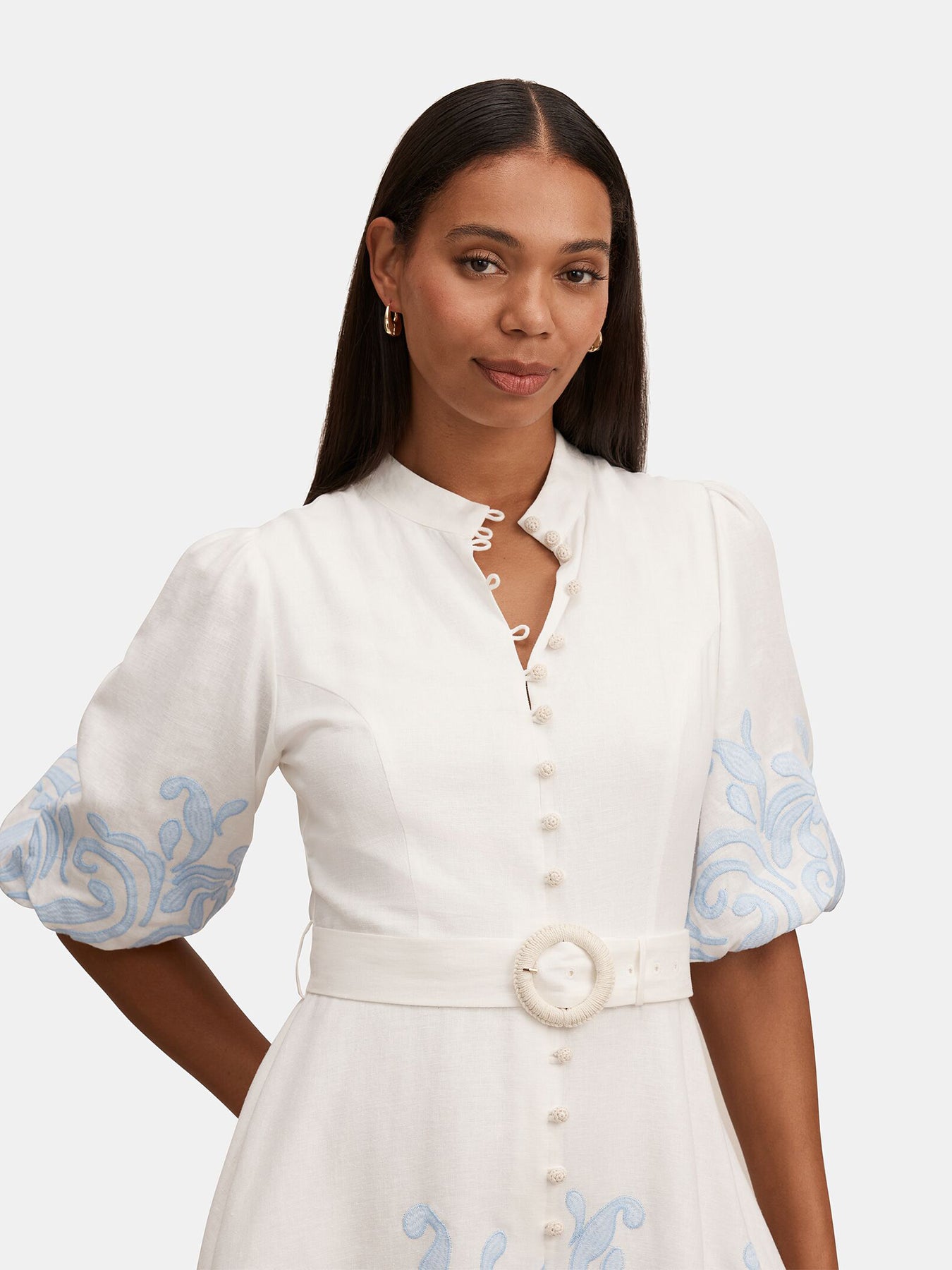 Eva Embroidered Mini Dress White