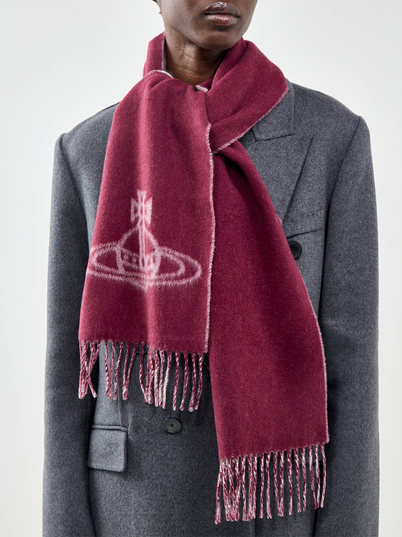 Double Face Orb Logo Scarf Burgundy