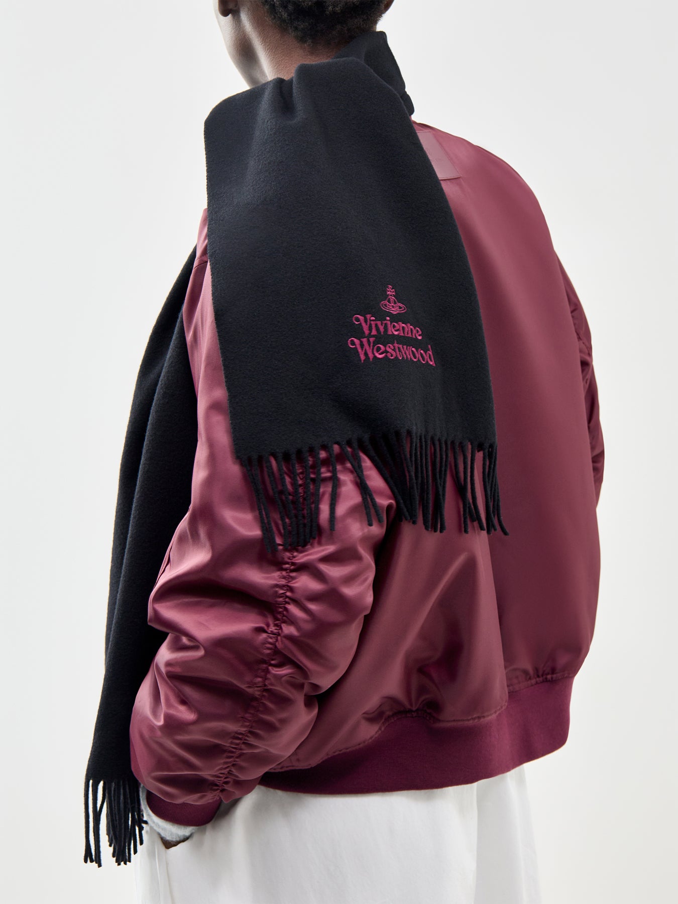 Embroidered Logo Scarf Black
