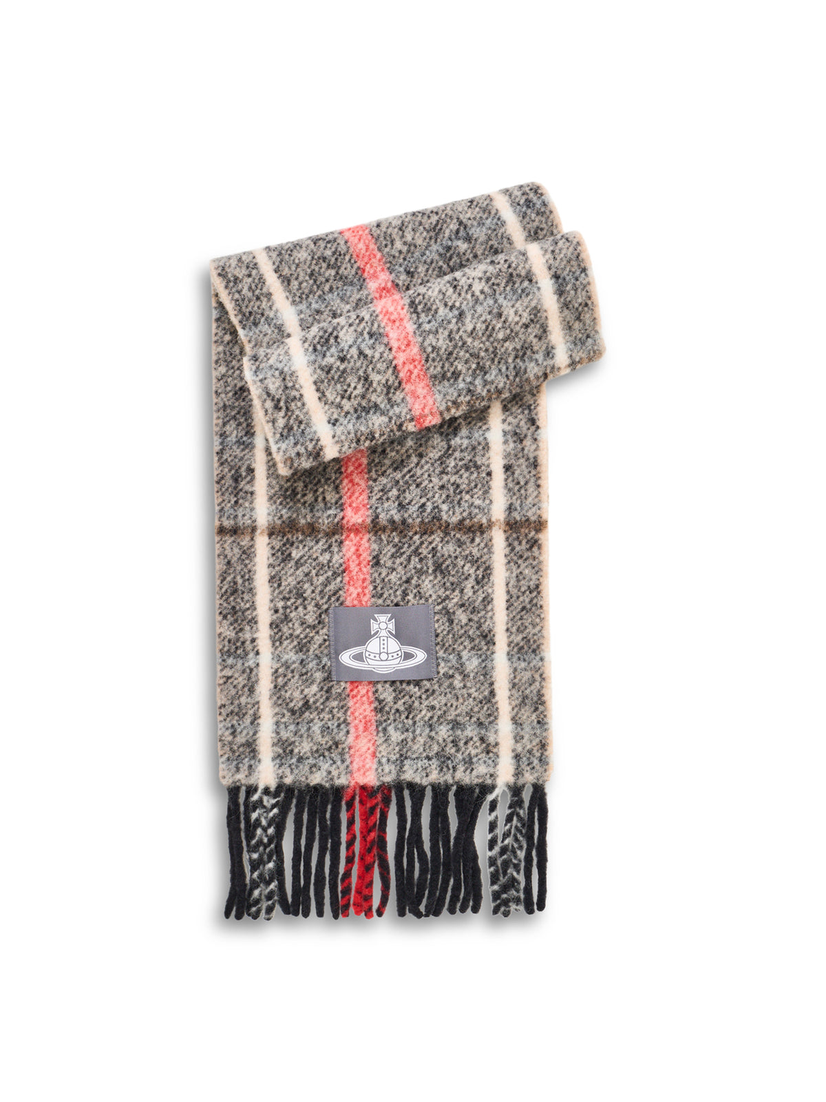 Alpaca-Blend Chunky Check Scarf – Grey