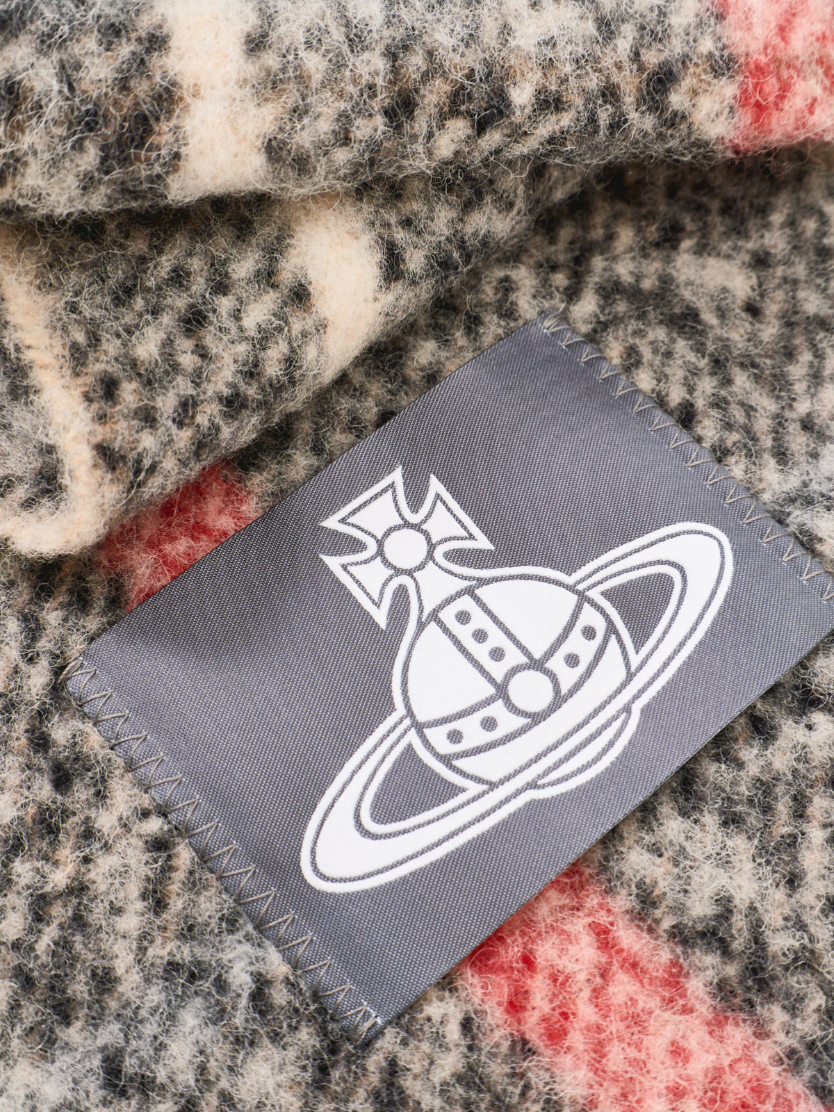 Alpaca-Blend Chunky Check Scarf – Grey