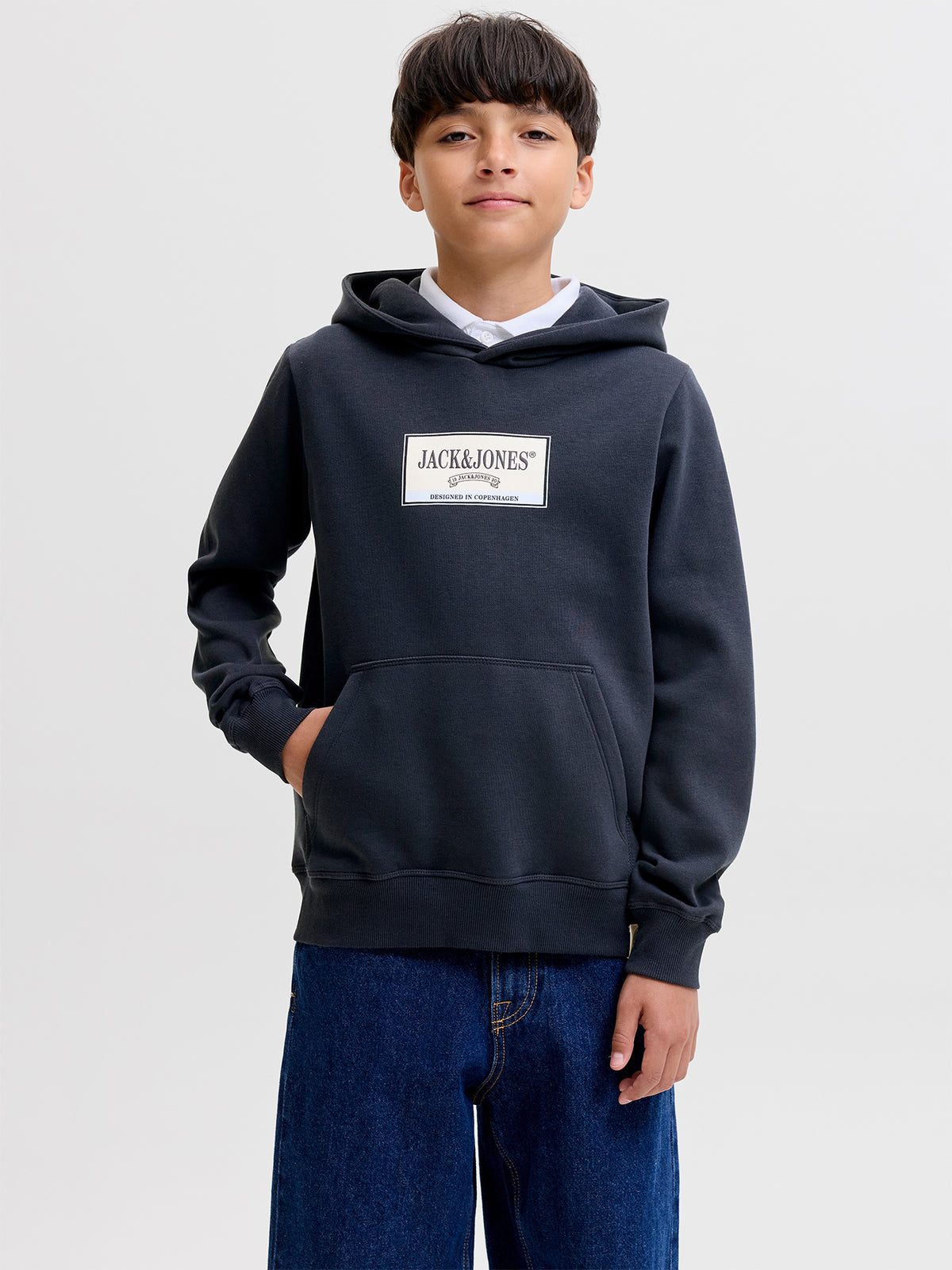 Kids Frederik Graphic Hoodie Navy