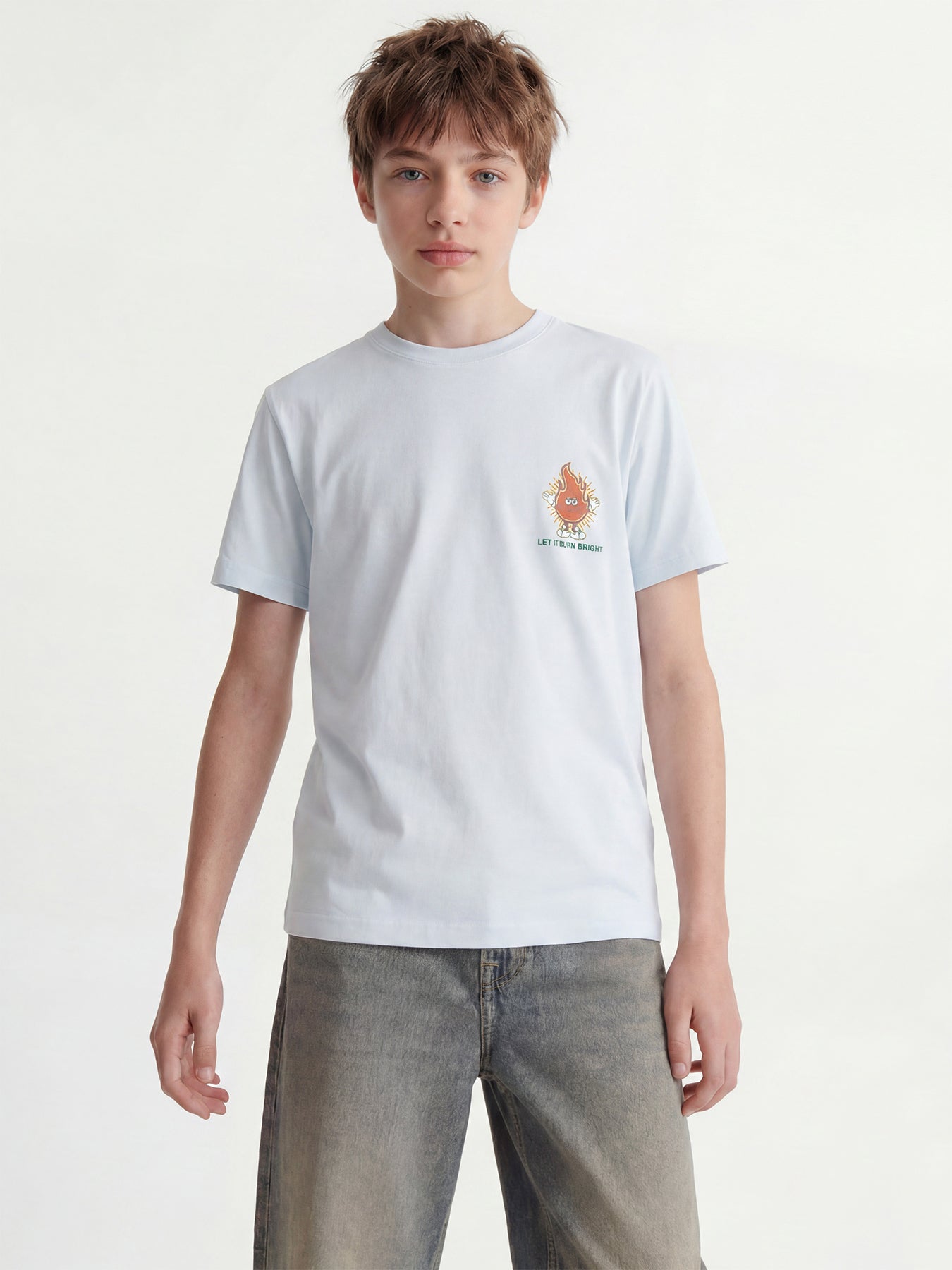 Kids' Cartoon Graphic T-Shirt Light Blue
