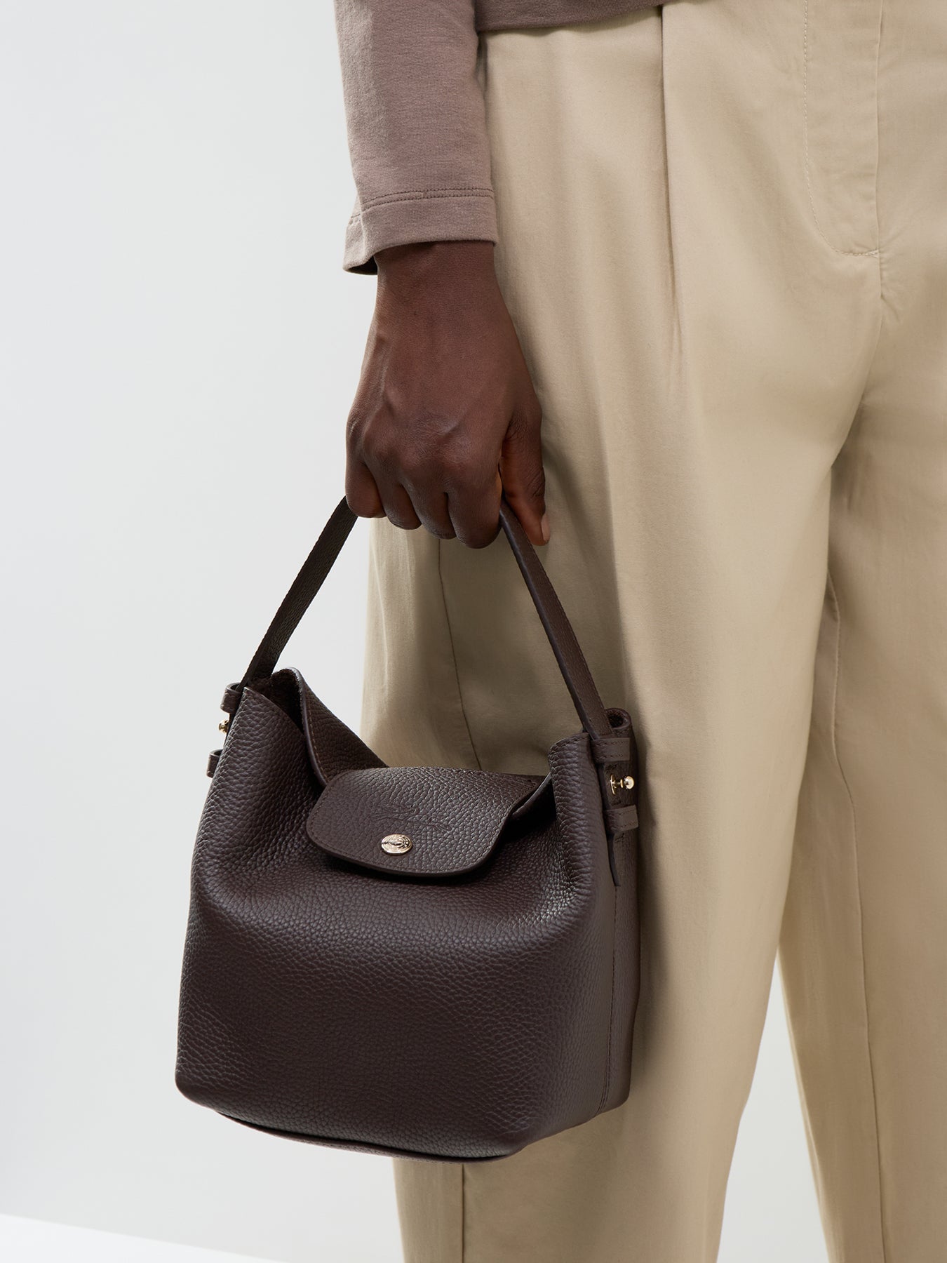 Cotton Canvas La Cadence Small Bucket Bag - Mocha