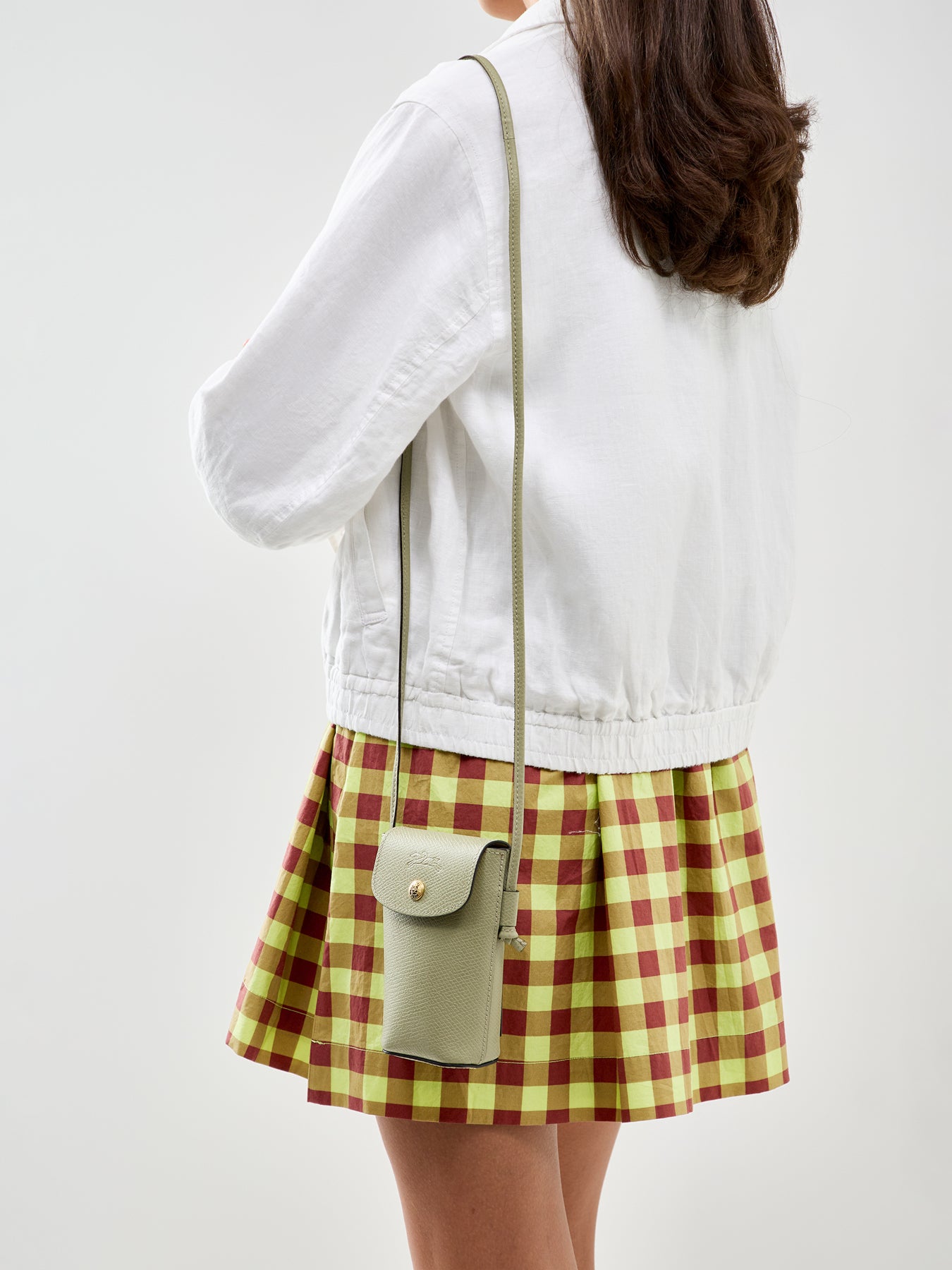 Epure Leather Phone Crossbody Bag Almond Green