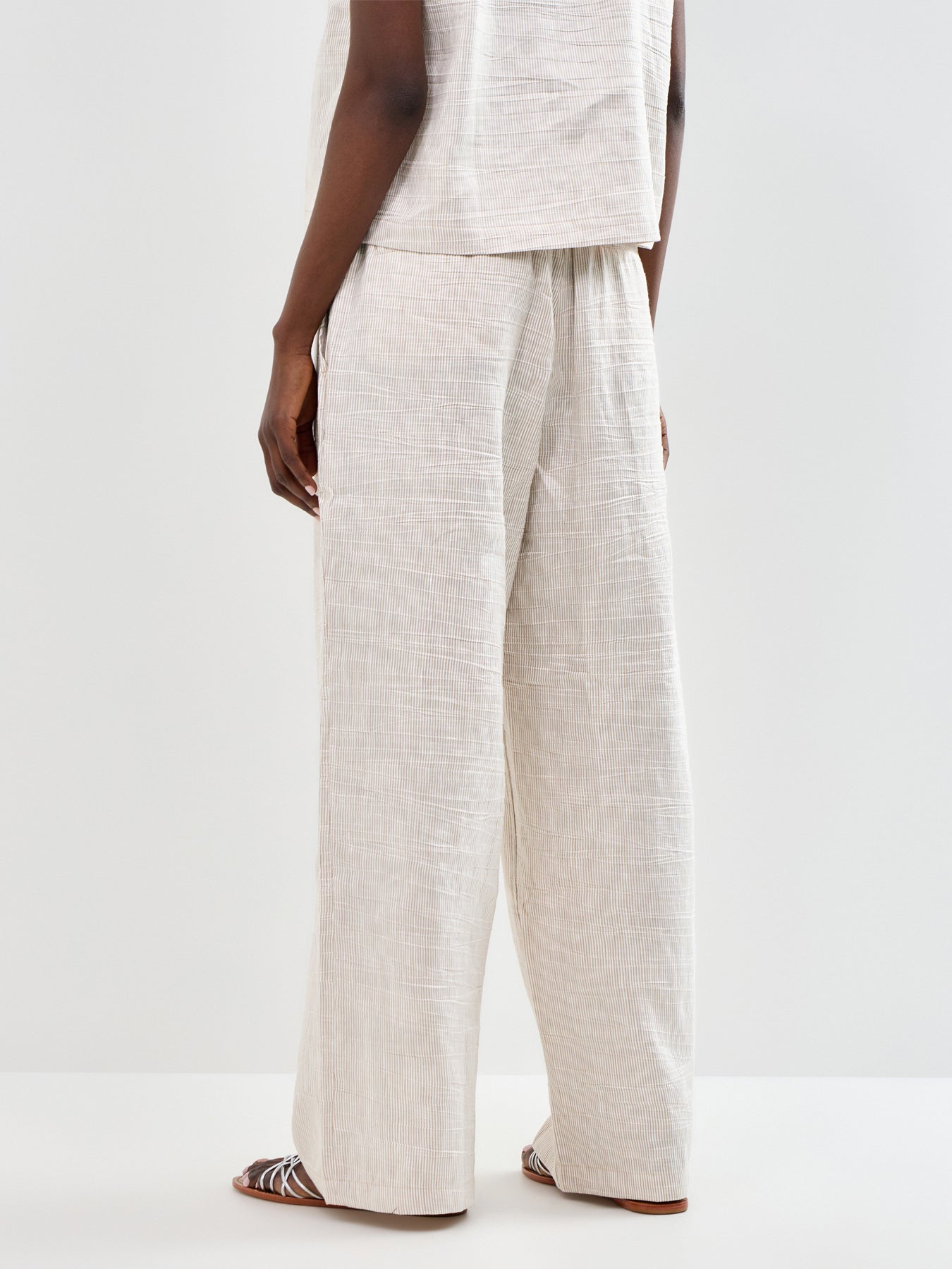 High Waisted Wide Leg Trousers Beige
