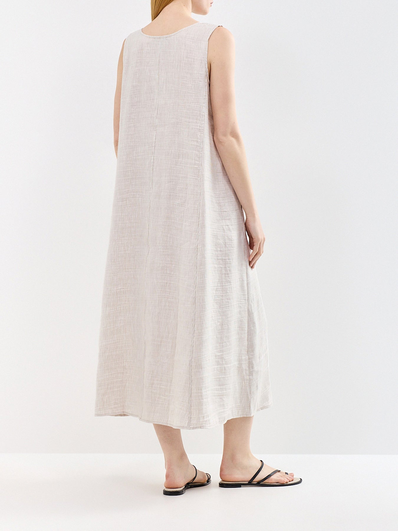 Scoop Neck Midi Dress Beige