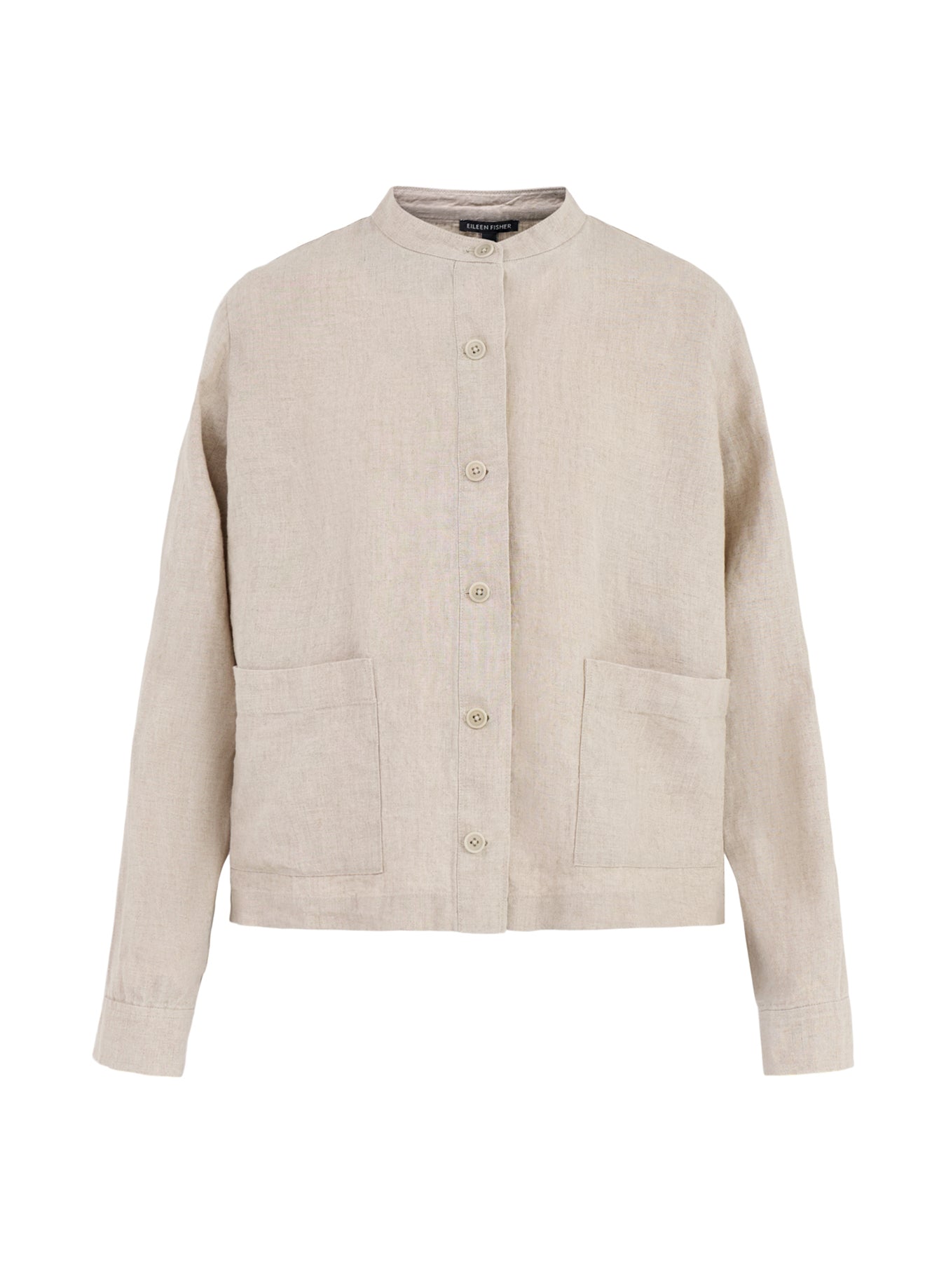 Mandarin Collar Shirt Jacket Beige