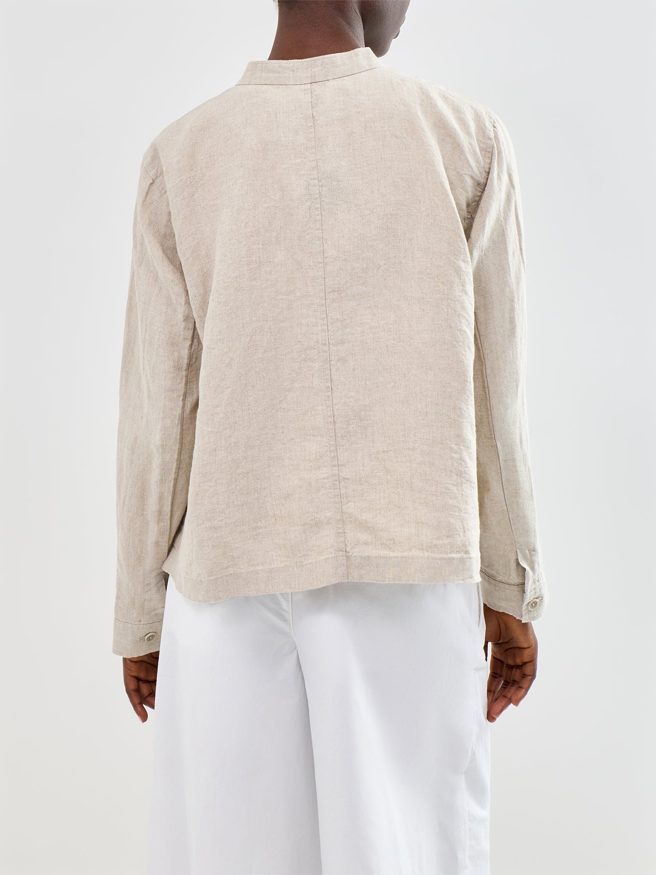 Mandarin Collar Shirt Jacket Beige