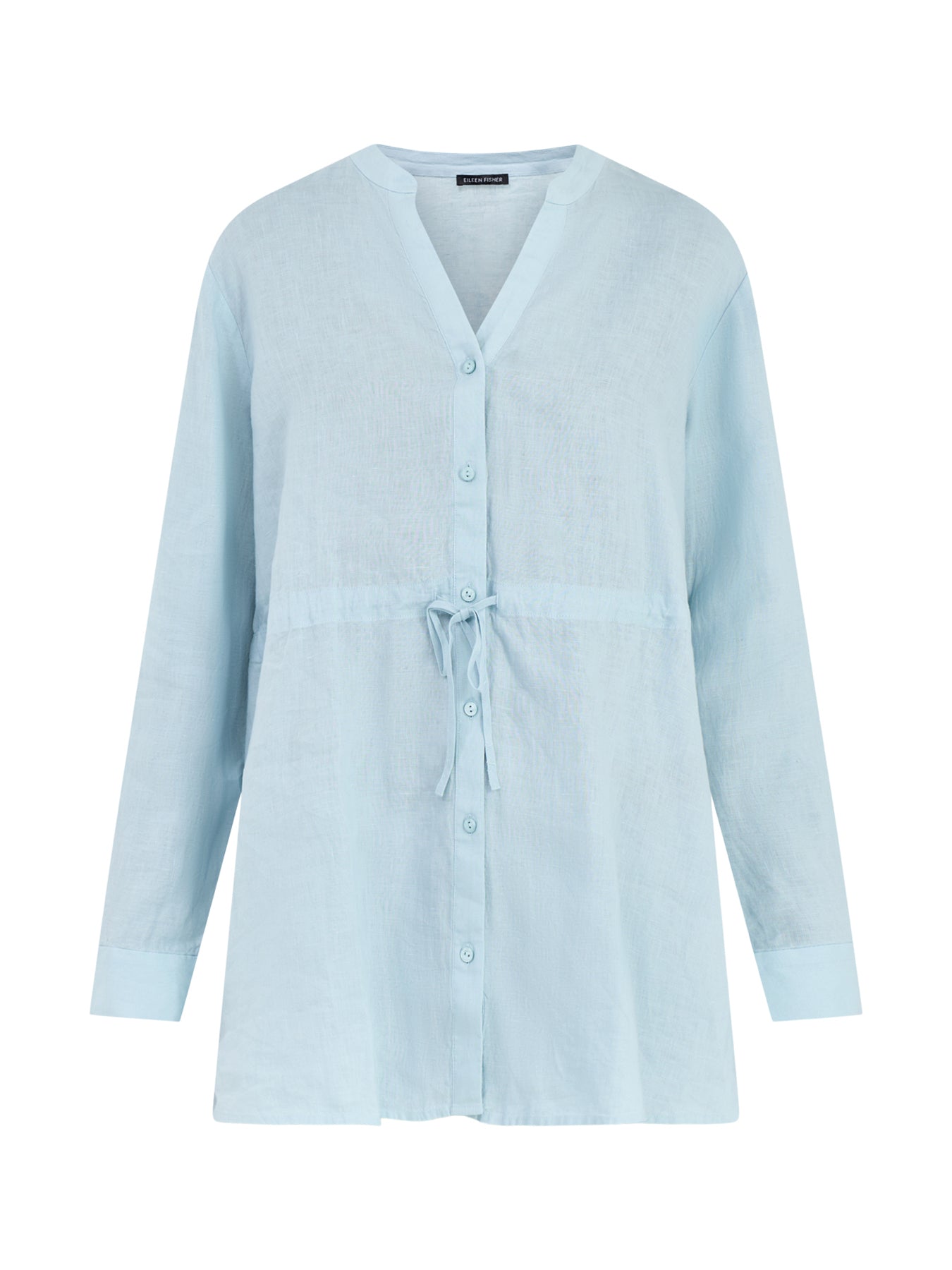 Mandarin Collar Long Shirt Blue
