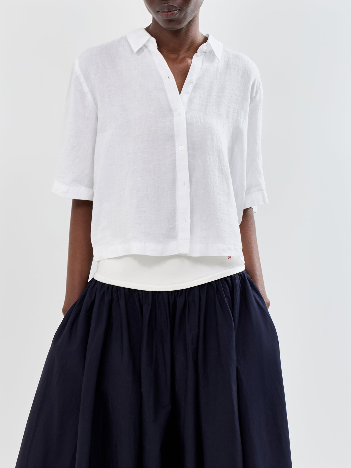 Classic Collar Short Sleeve Shirt White