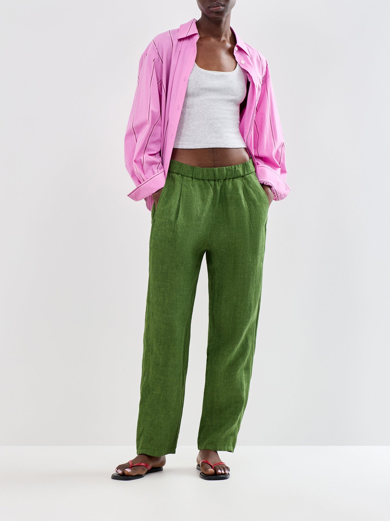 Pleated Lantern Trousers Green
