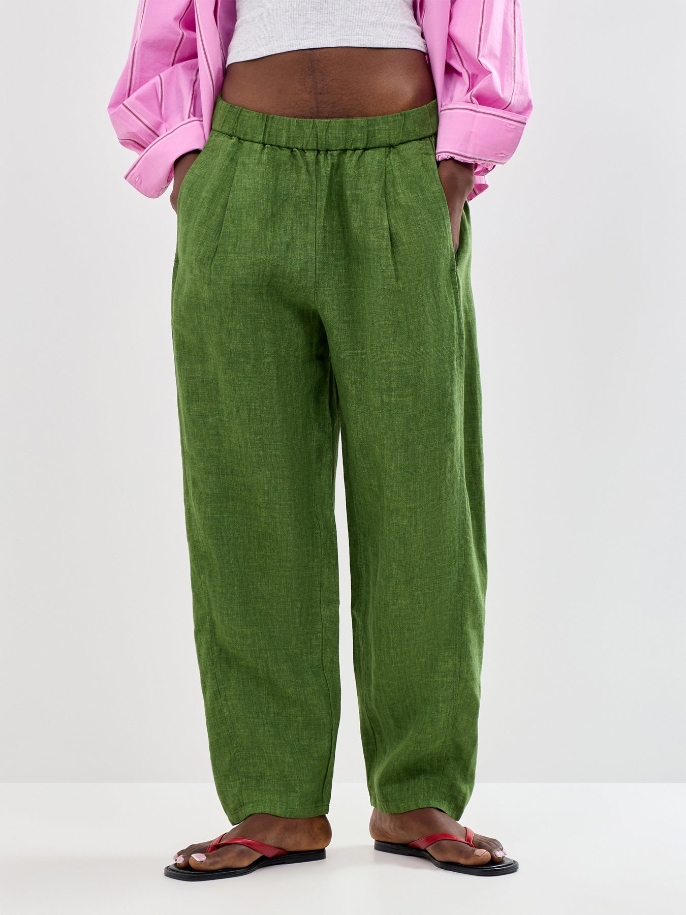 Pleated Lantern Trousers Green