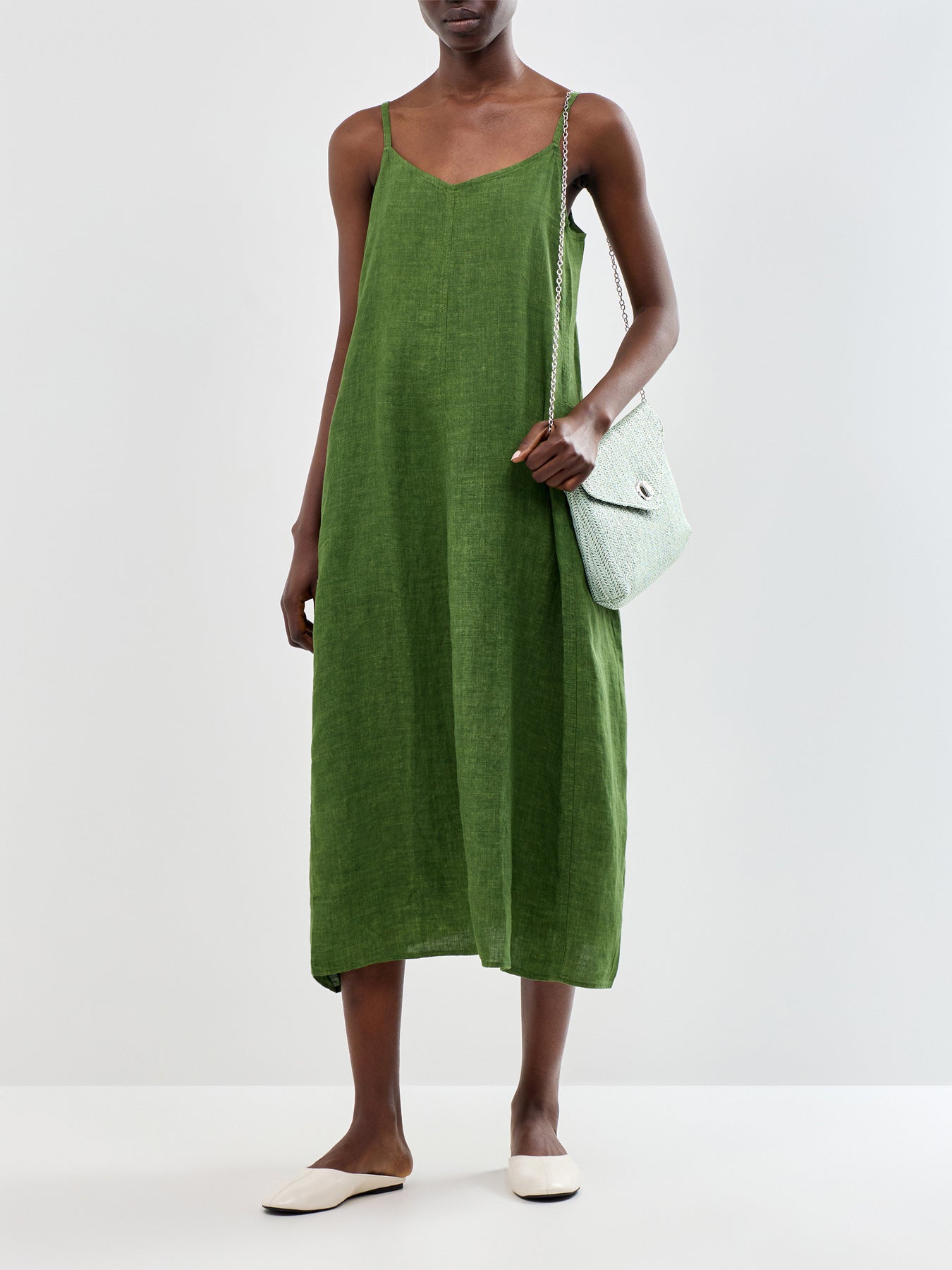 Lantern Midi Cami Dress Green