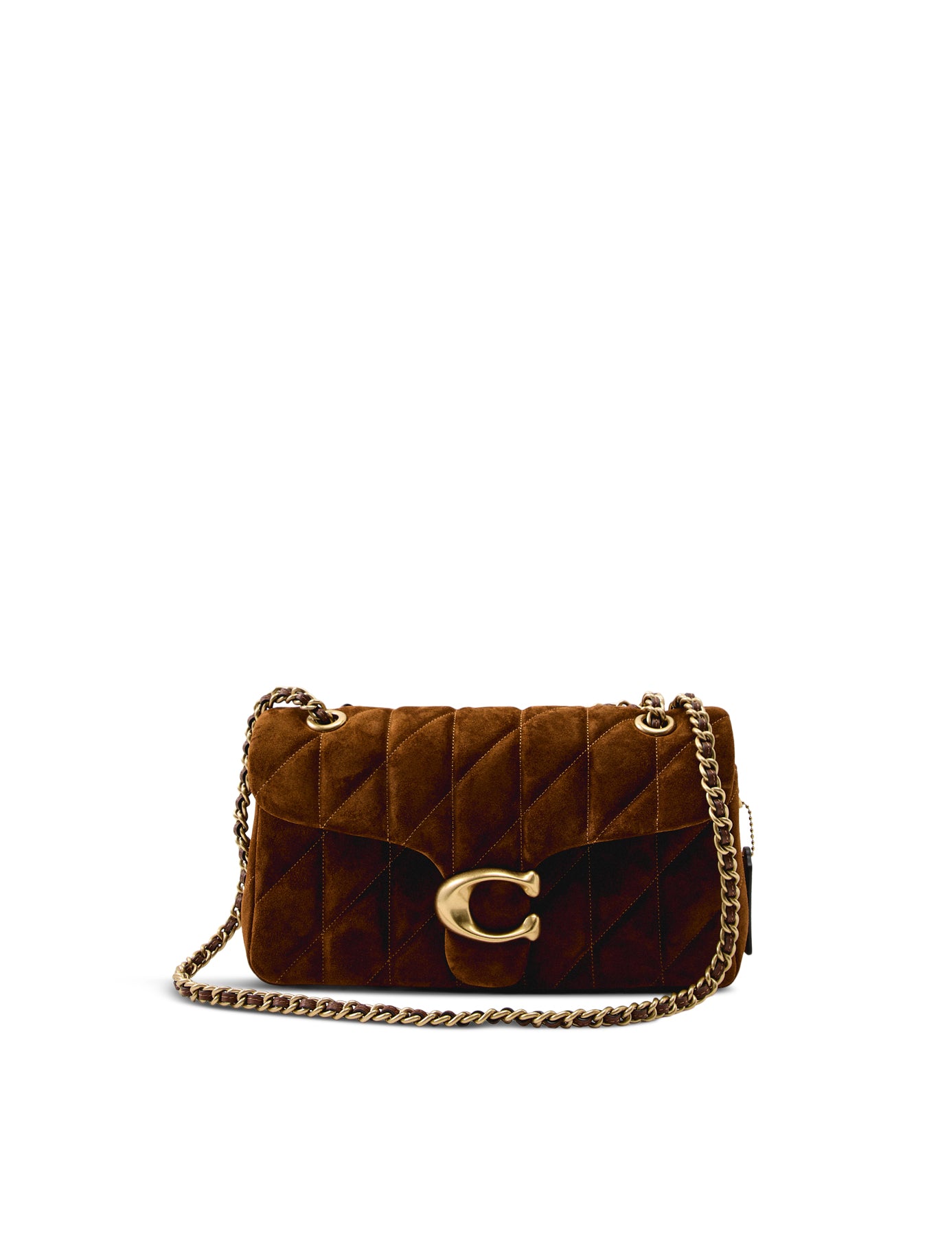 Suede Quilted Tabby Shoulder Bag 26 With Chain