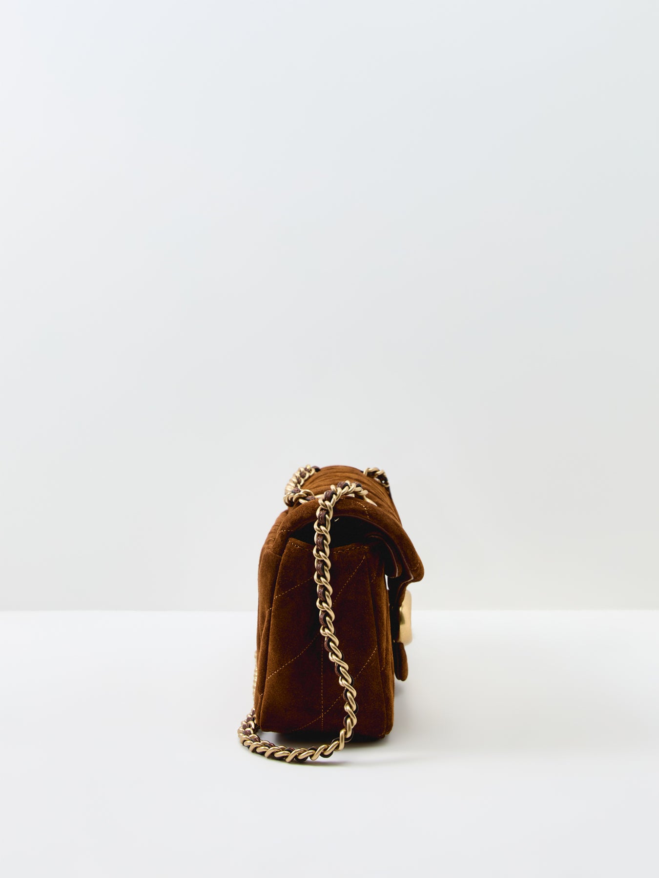 Suede Quilted Tabby Shoulder Bag 26 With Chain