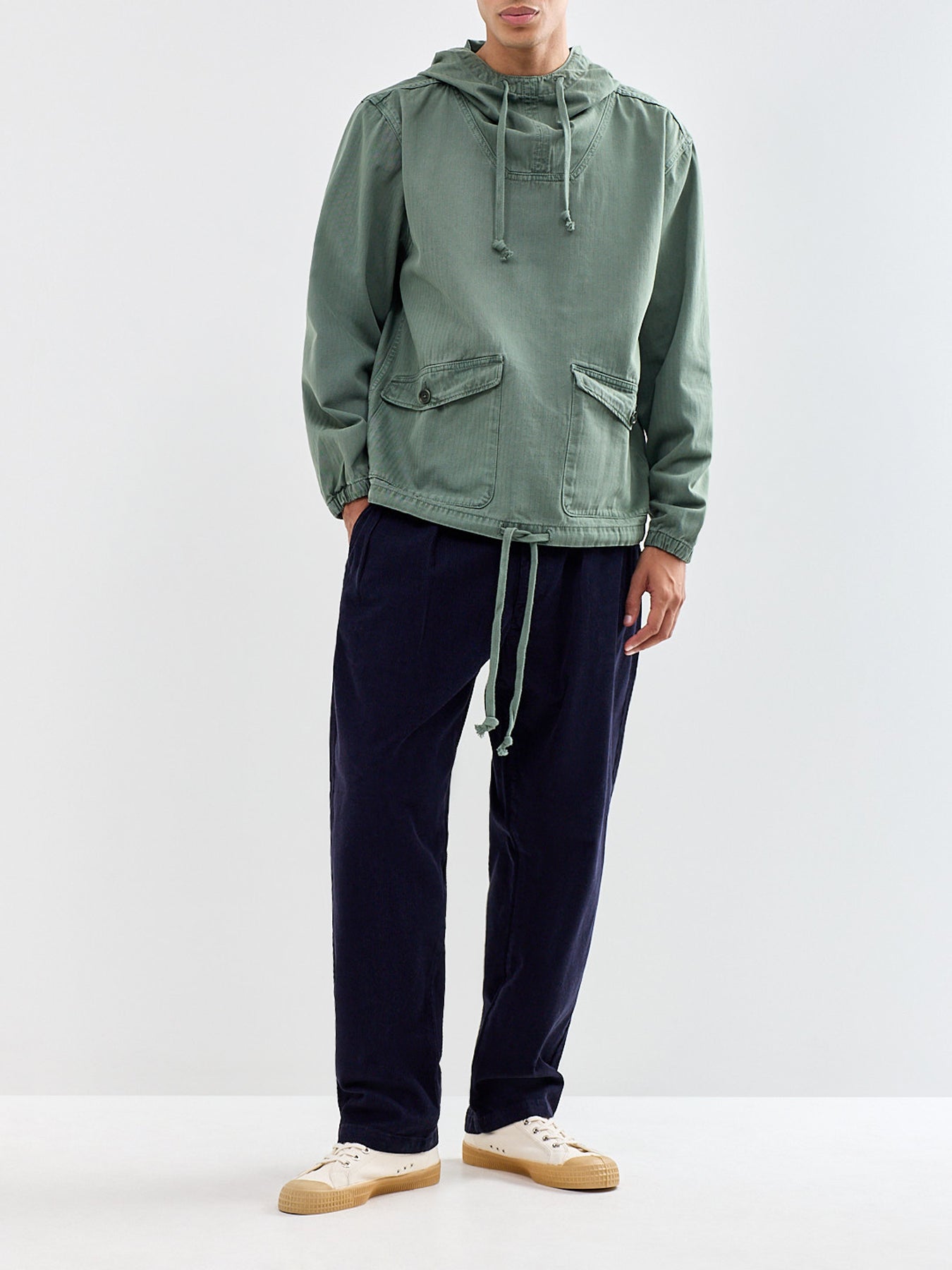 Organic Cotton Fine Cord Part-Timer Trousers - Dark Navy