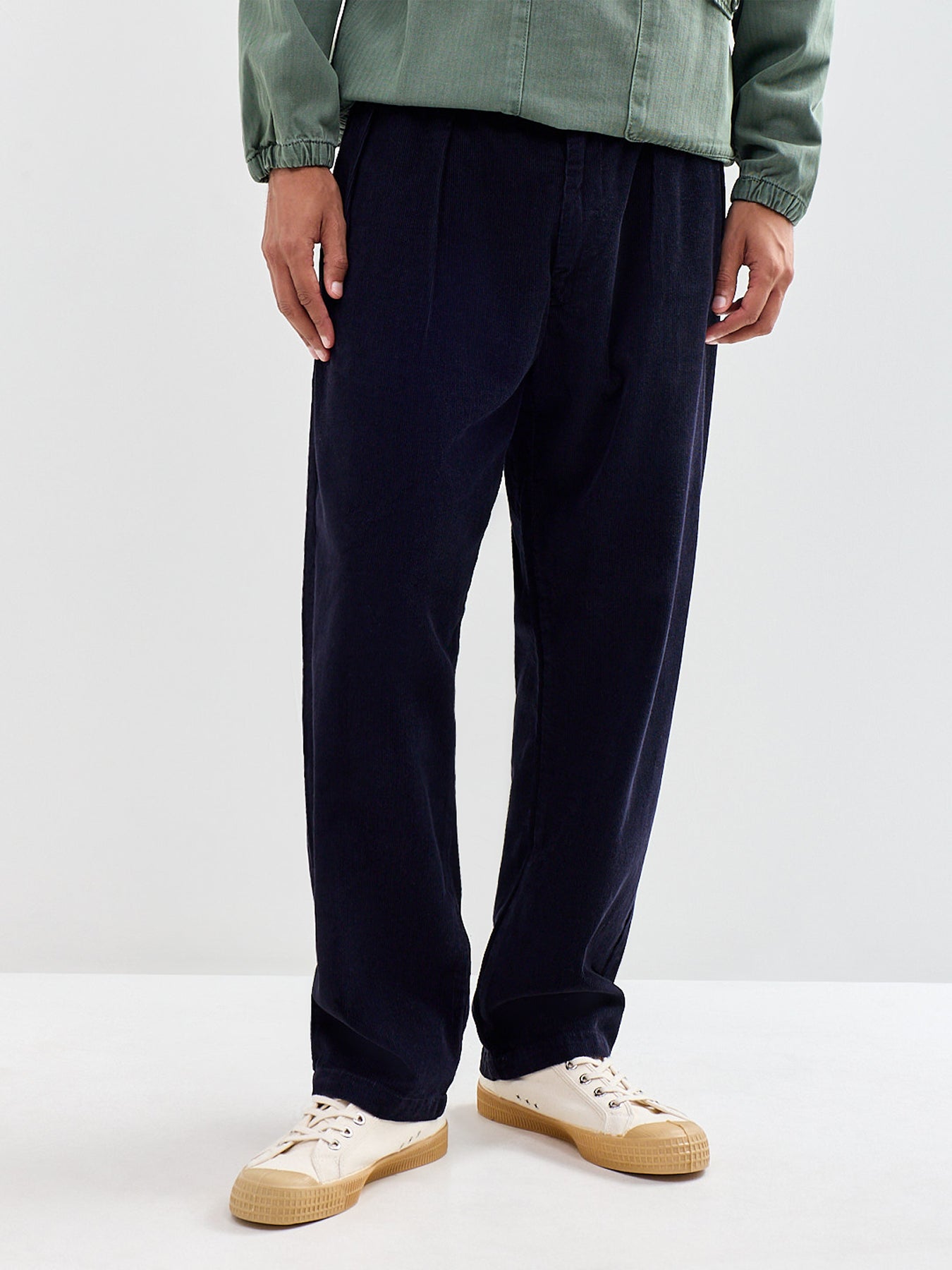 Organic Cotton Fine Cord Part-Timer Trousers - Dark Navy