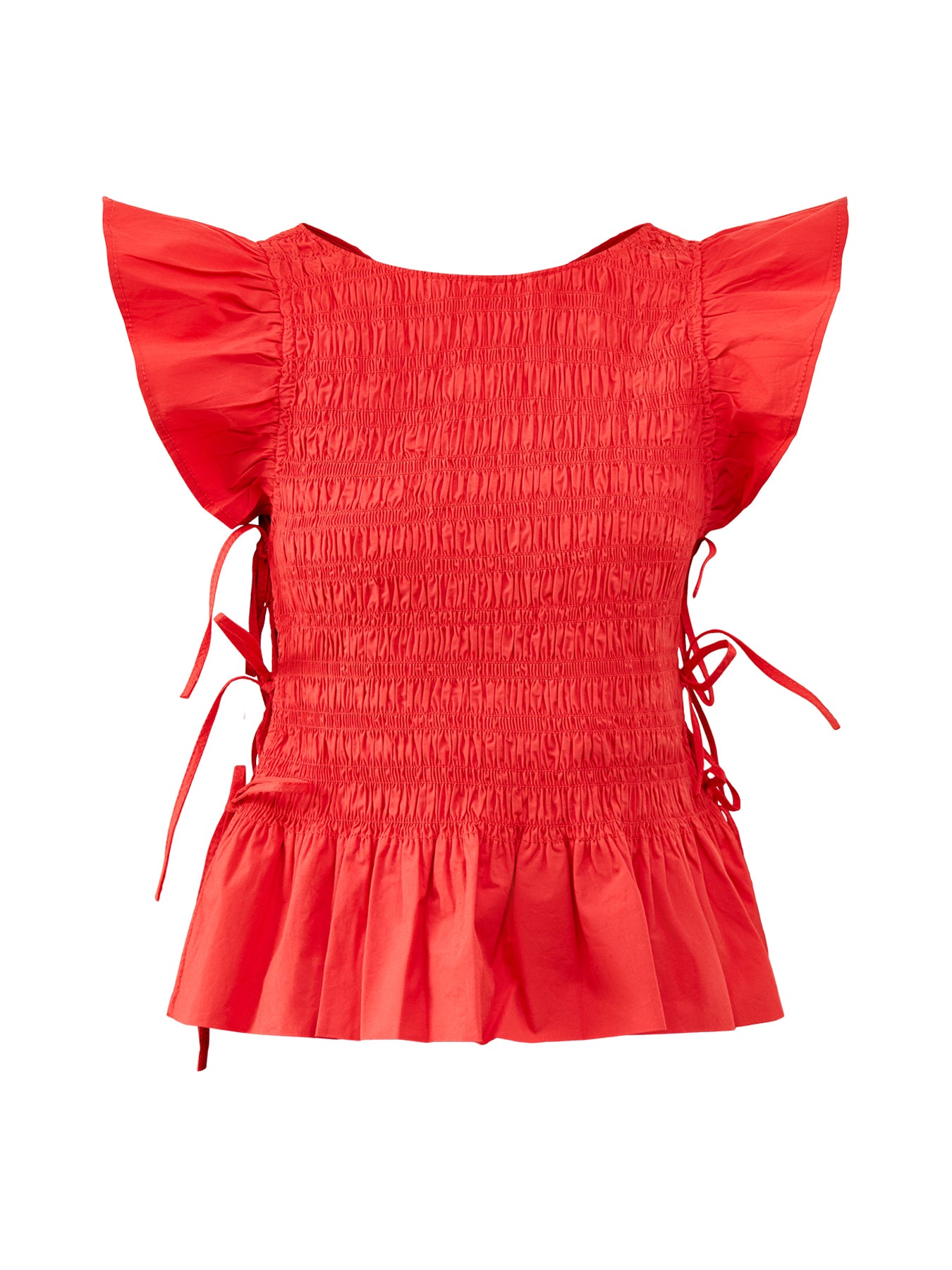 Angel Sleeve Smocked Top Red
