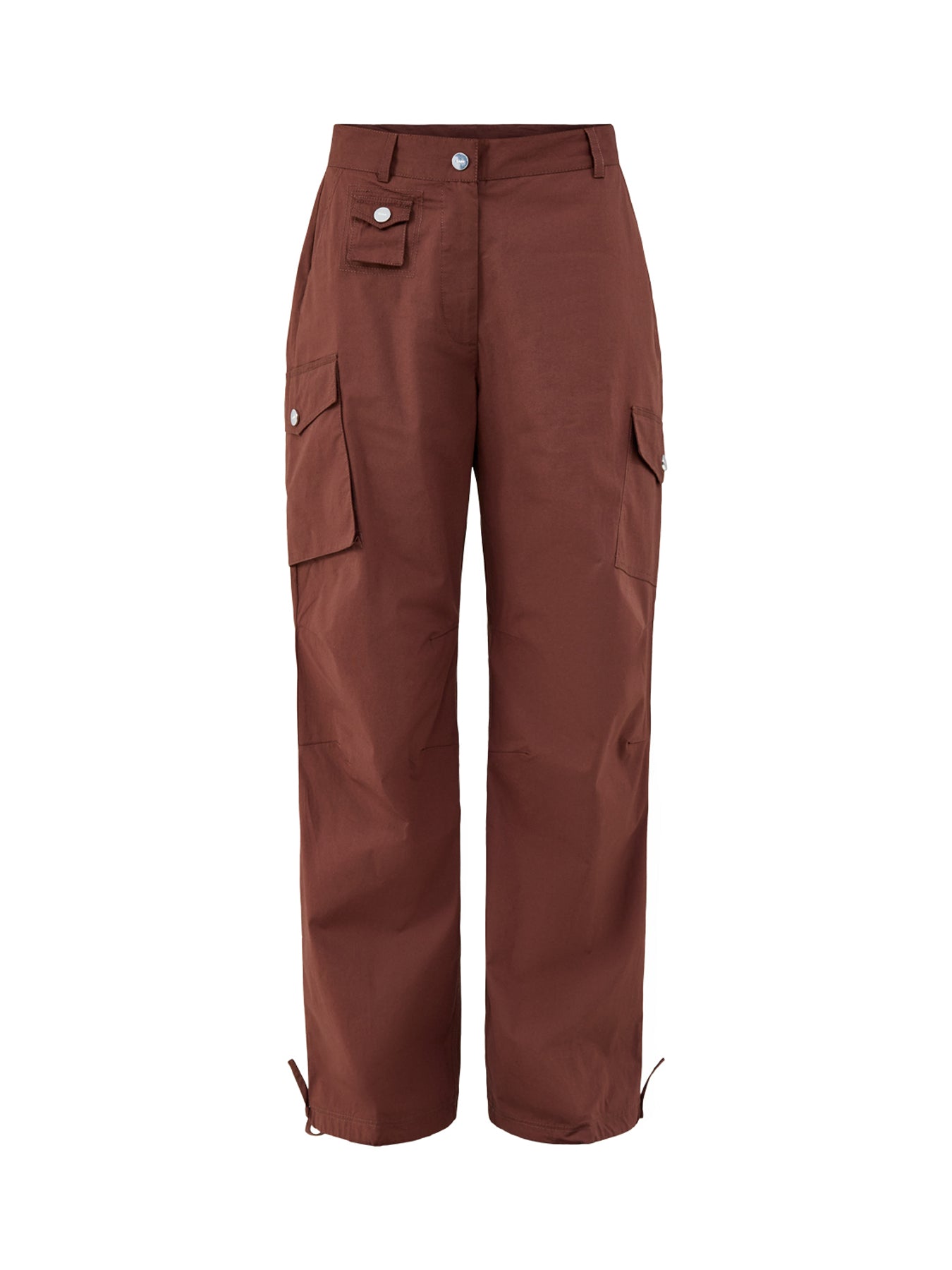 Stretch Cotton Pocket Cargo Trousers Brown
