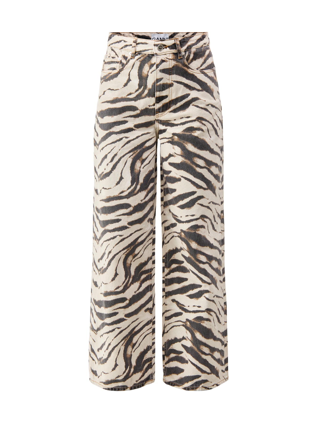 Print Denim Lari Jeans Egret