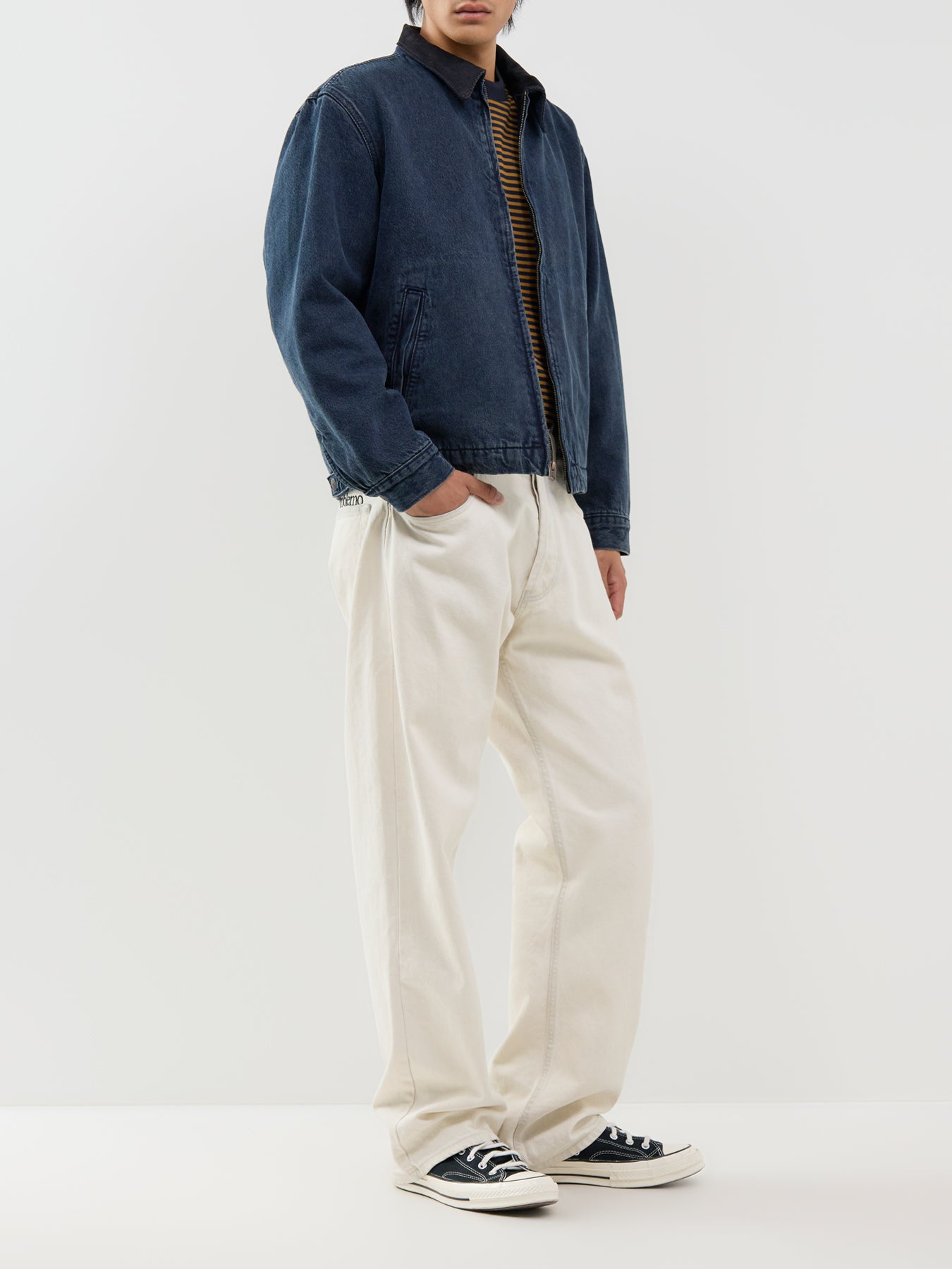 Cotton Castro Full-Zip Lined Jacket - Dark Blue Black