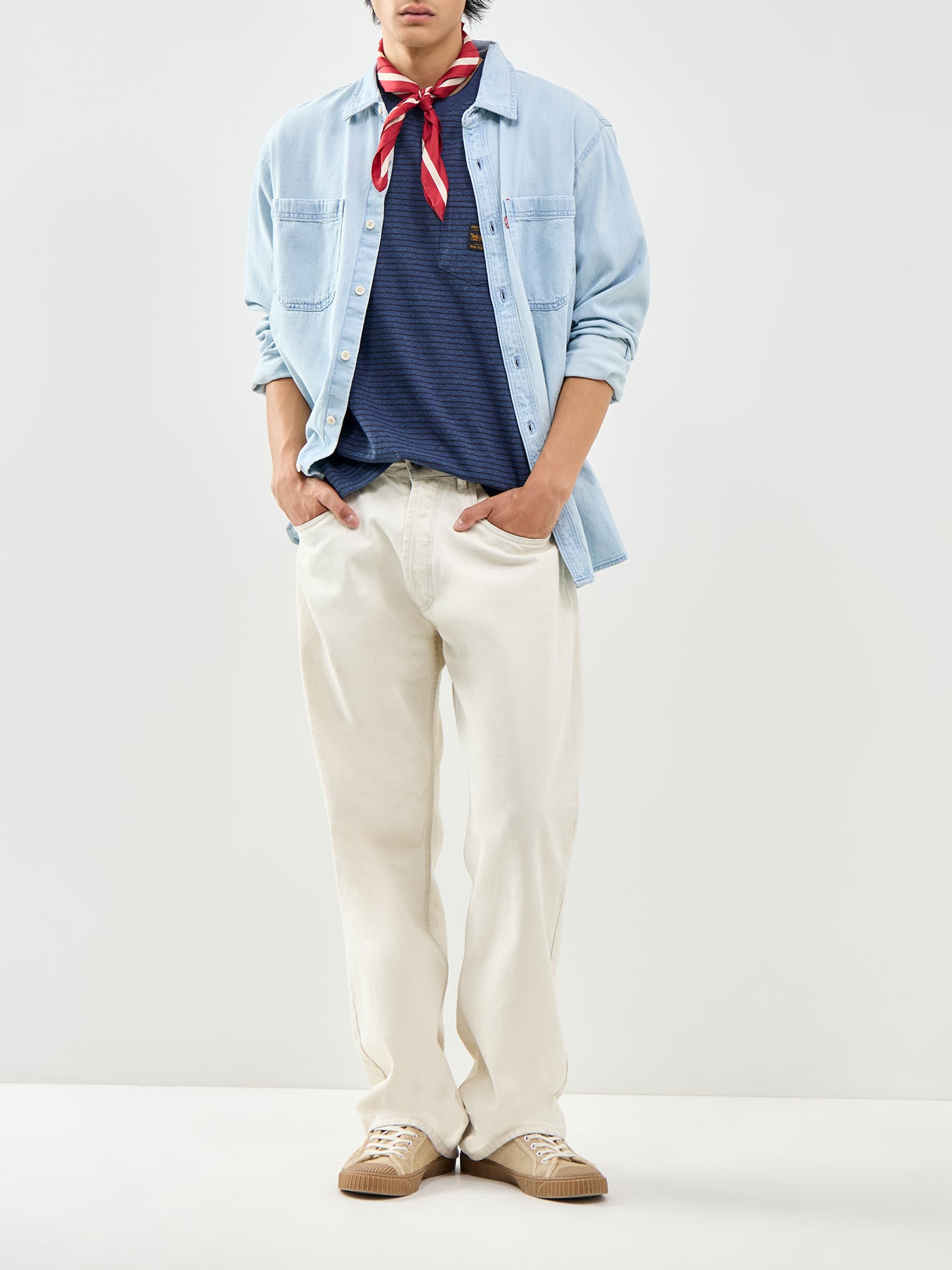 Pocket Stripe T-Shirt Blue