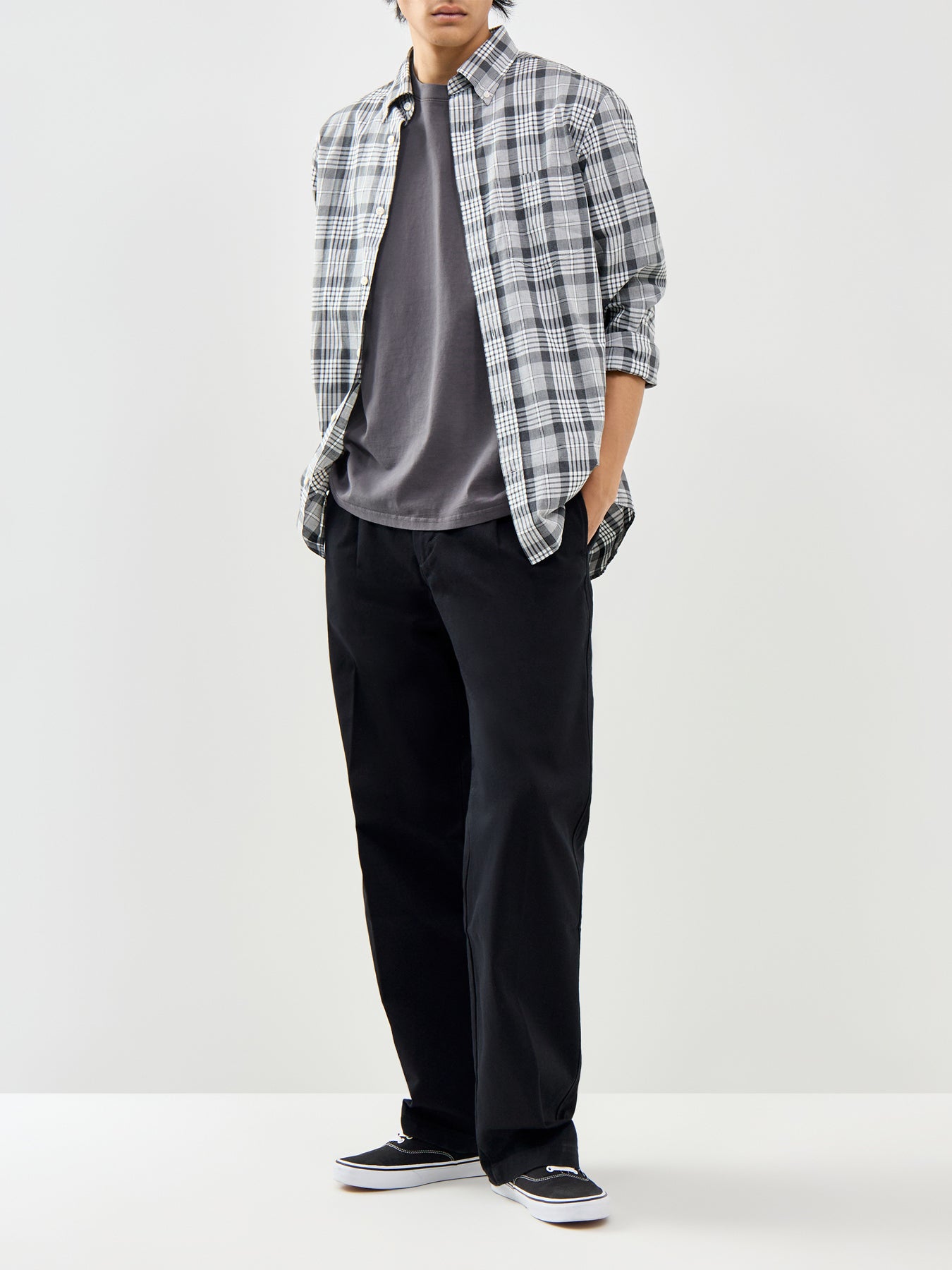 Loose Pleated Work Chinos Black