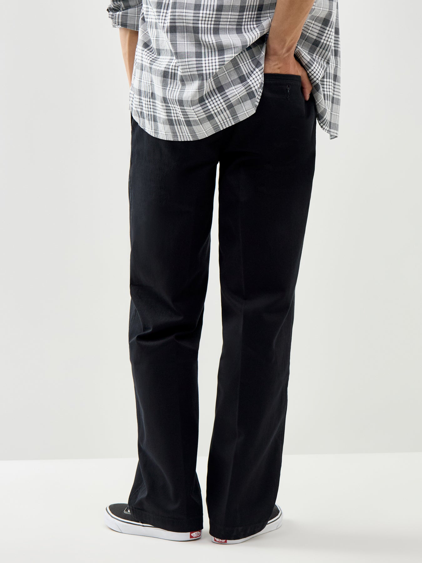 Loose Pleated Work Chinos Black