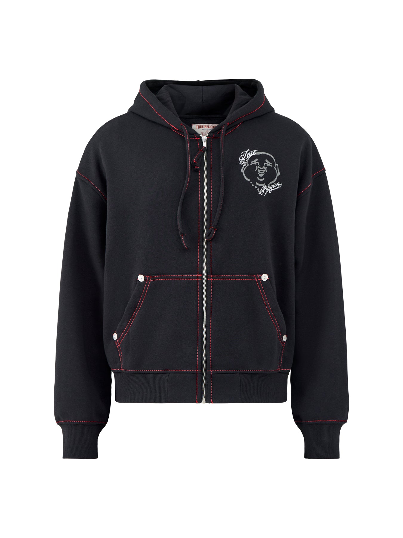Big T Zip Through Hoodie Black