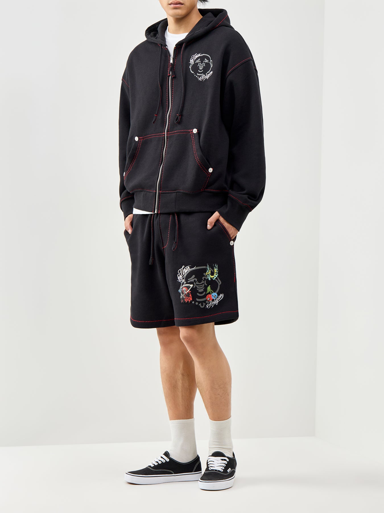 Big T Zip Through Hoodie Black